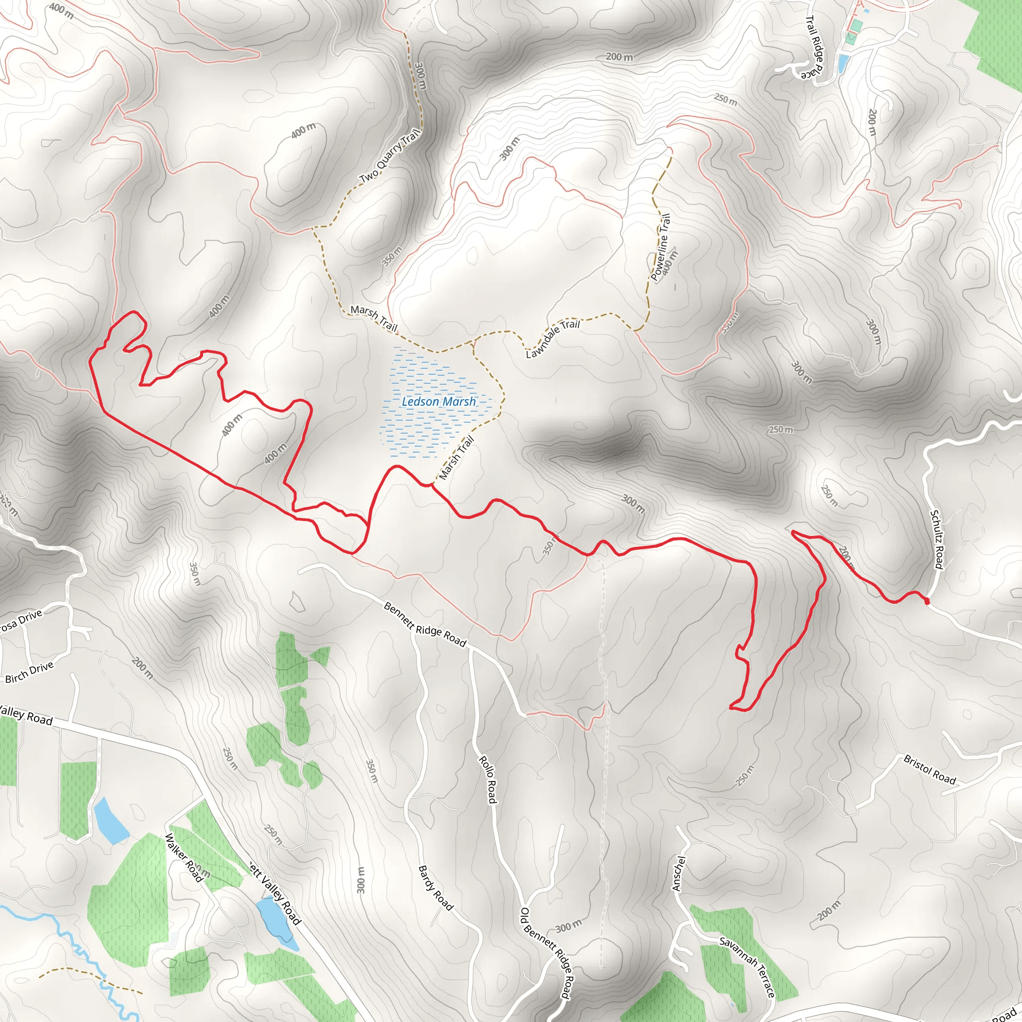 Schultz Trail and Ridge Trail mobile static map