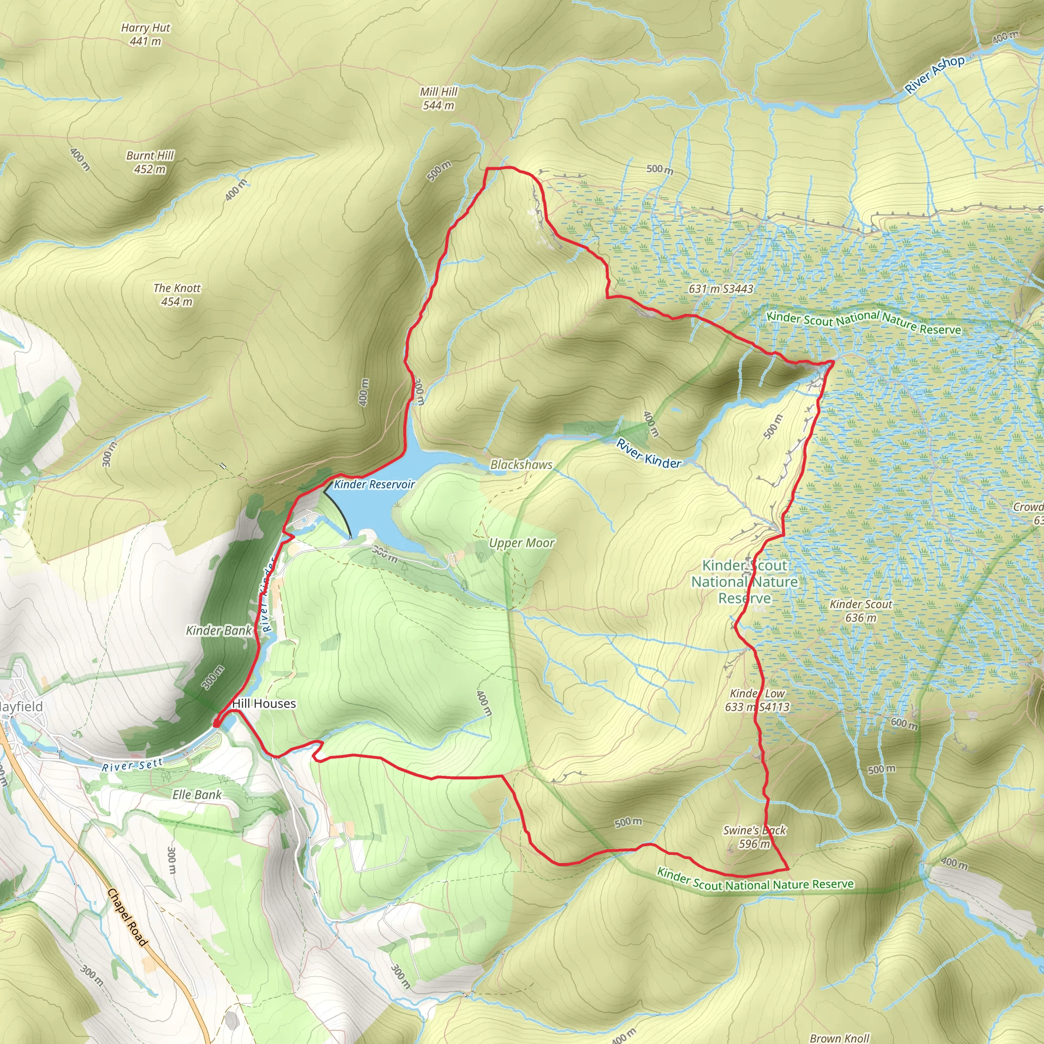 Kinder Reservoir, KInder Downfall and Kinder Low Loop mobile static map