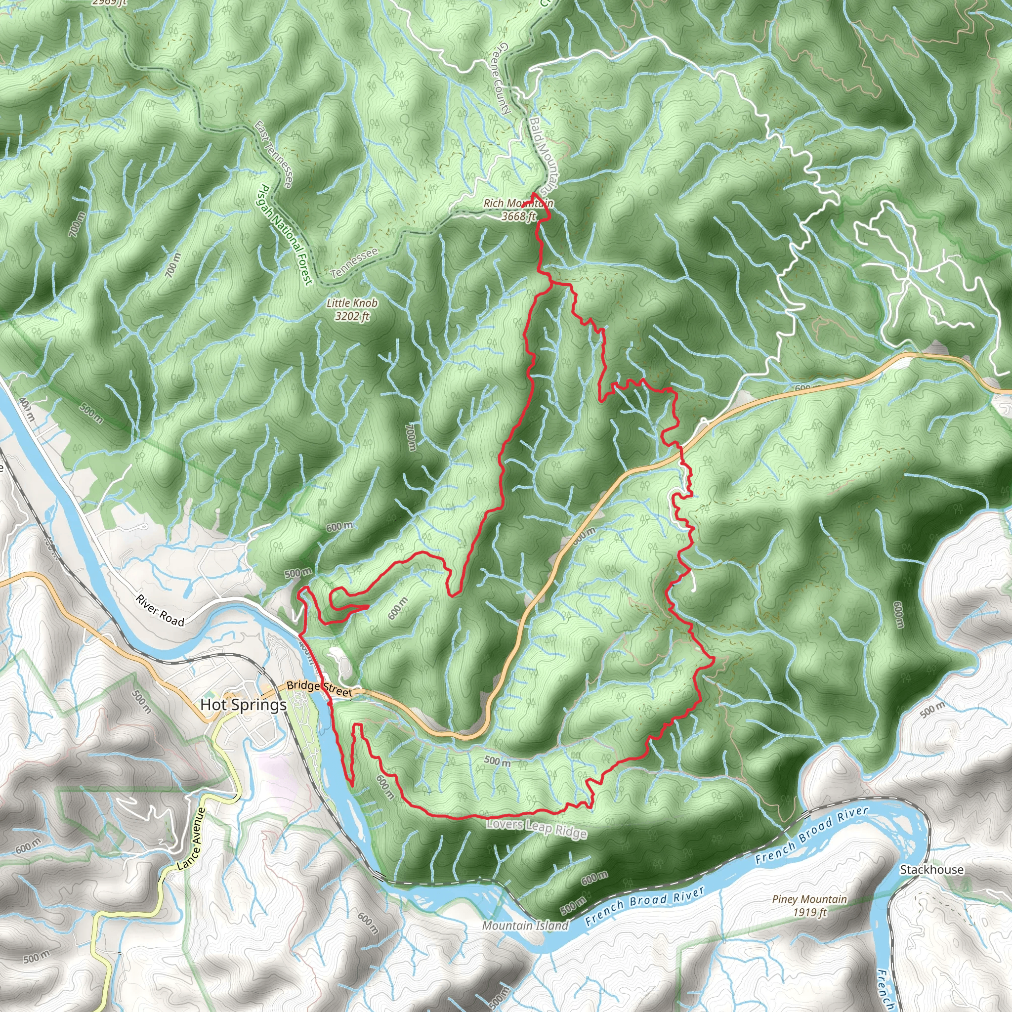 Appalachian Trail, Rich Mountain and Roundtop Ridge Loop Trail mobile static map