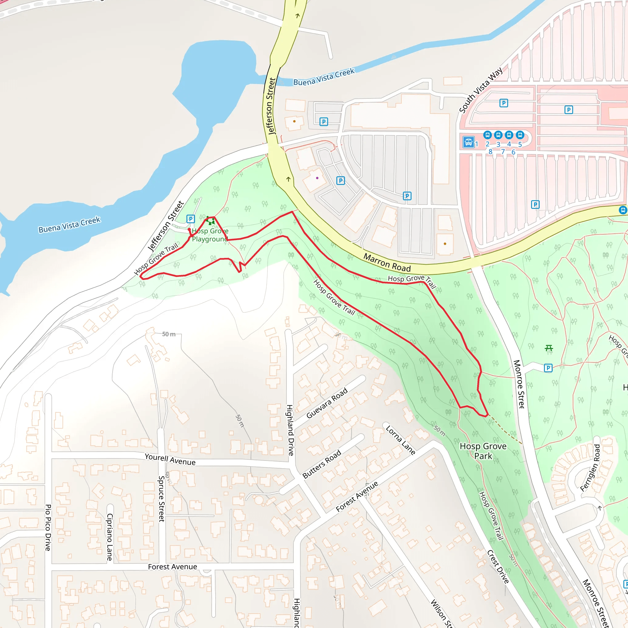 Hosp Grove Loop Trail mobile static map