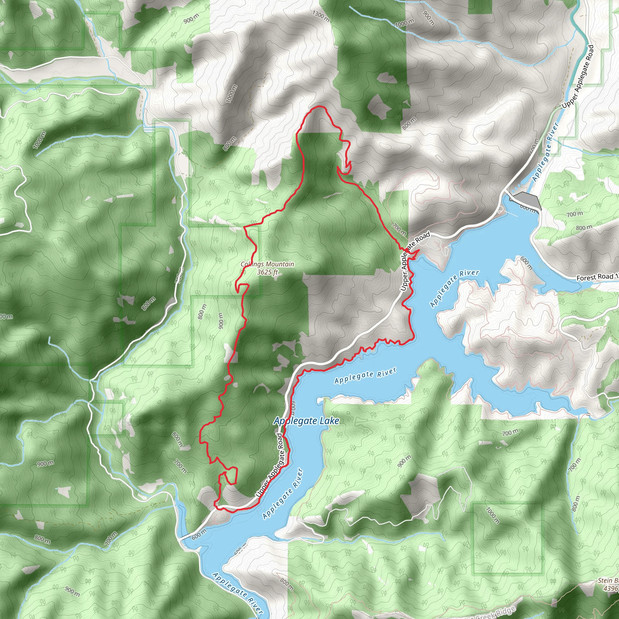 Collings Mountain Trail and Da-Ku-Be-Te-De Loop Trail mobile static map