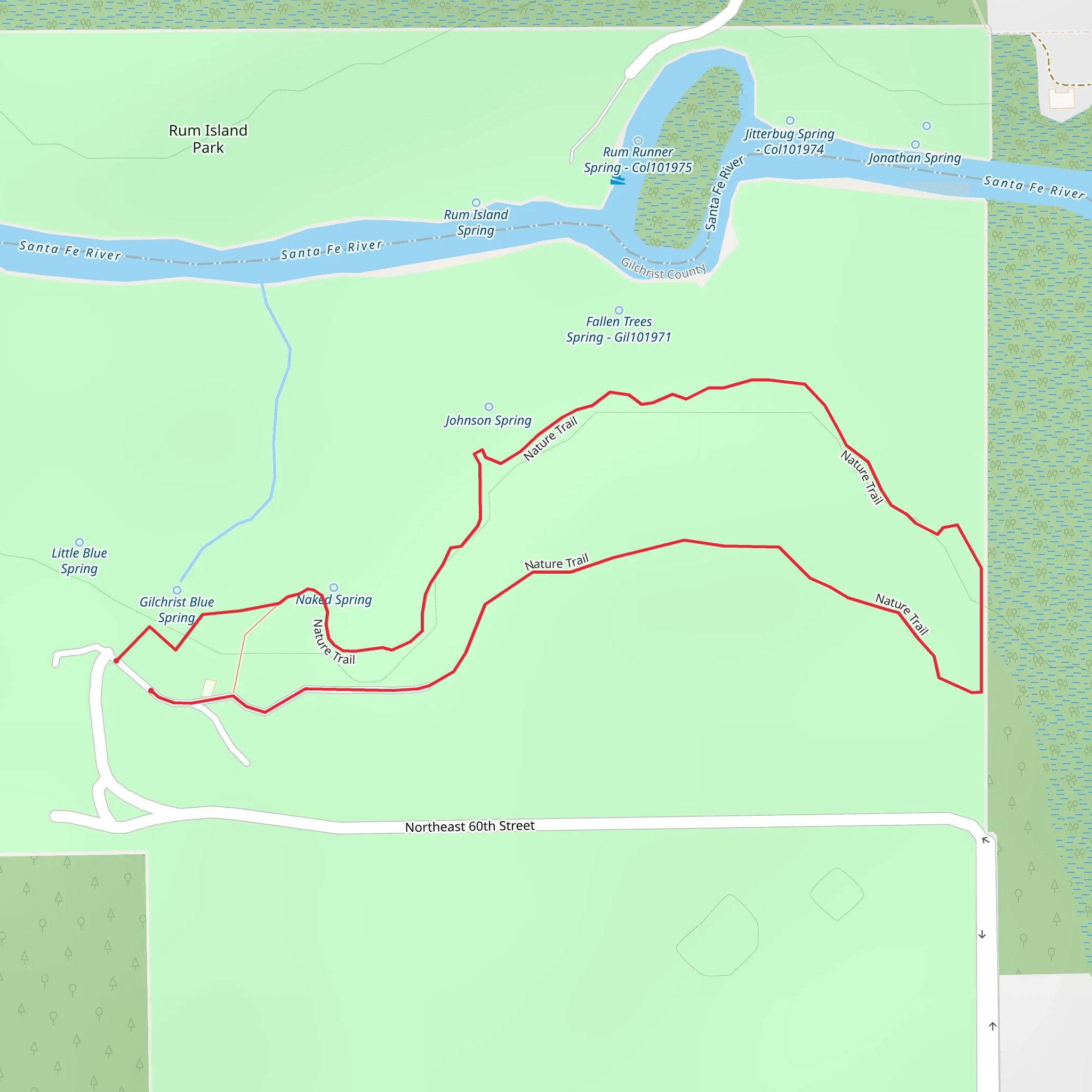 Nature Loop Trail - Gilchrist Blue Springs State Park mobile static map