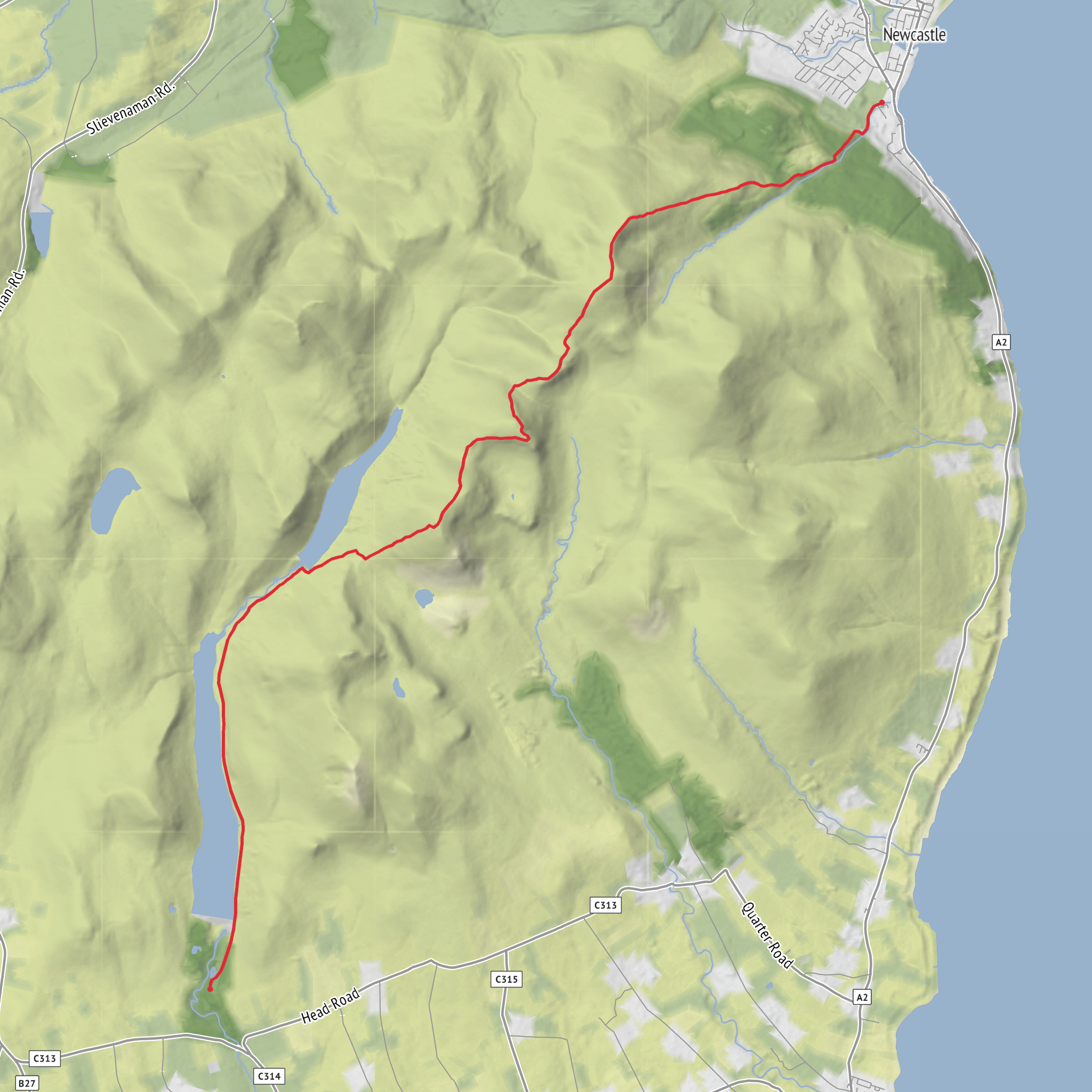 Mourne AONB - Silent Valley Reservoir and Ben Crom Reservoir mobile static map