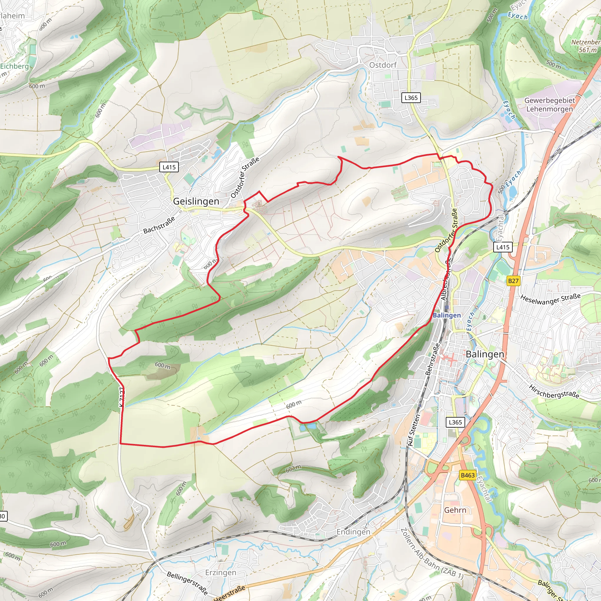 Balingen to Geislingen Loop mobile static map
