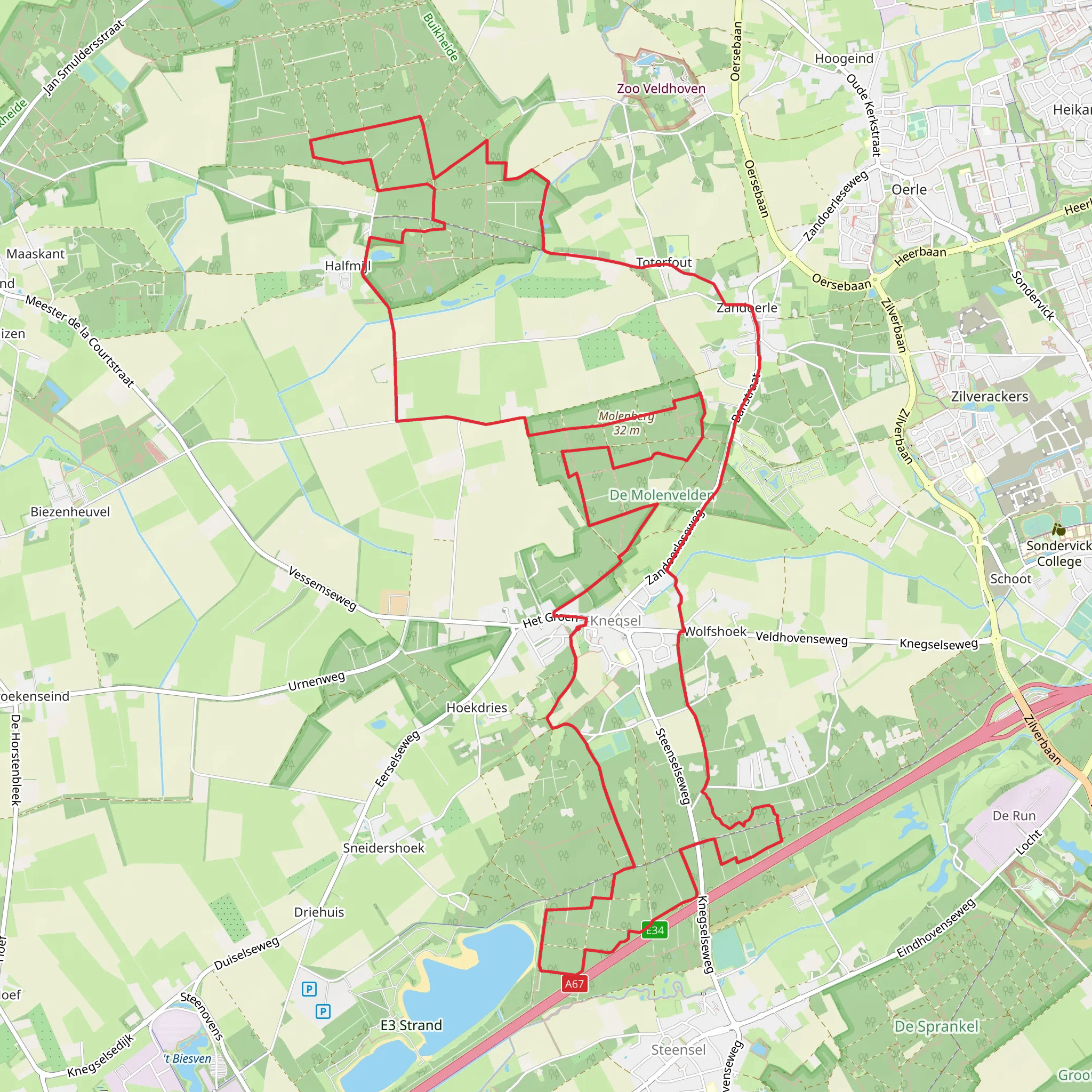 Wolfhoeksche, Moormanlaan and Grafheuvels Loop mobile static map