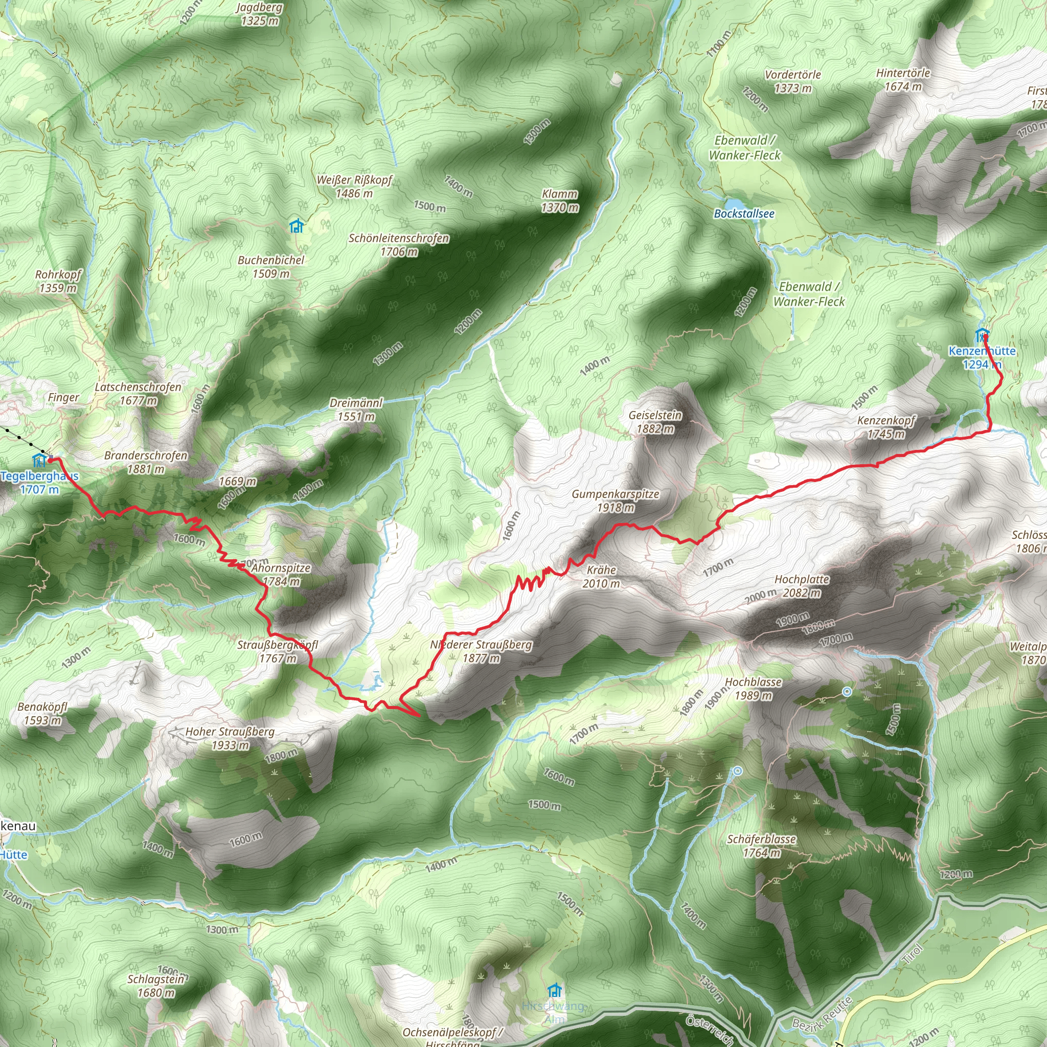 Kenzenhuette to Tegelberg Via Alpina Purple Trail mobile static map