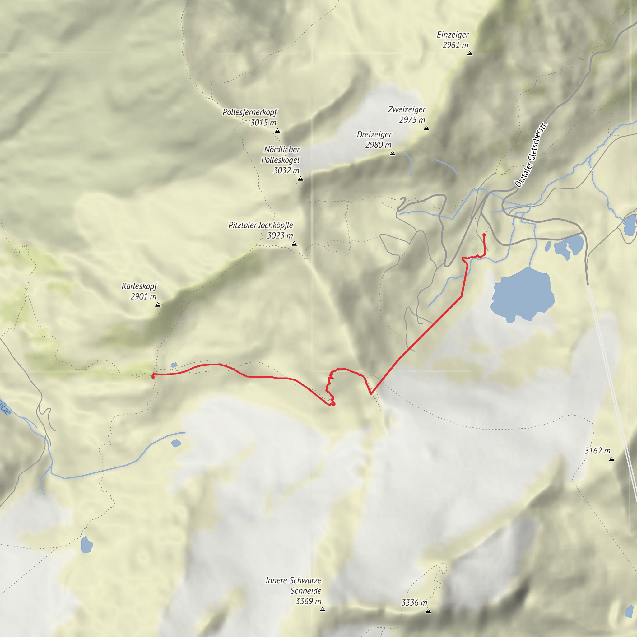 Hike from Imst to Braunschiveiger Hut mobile static map