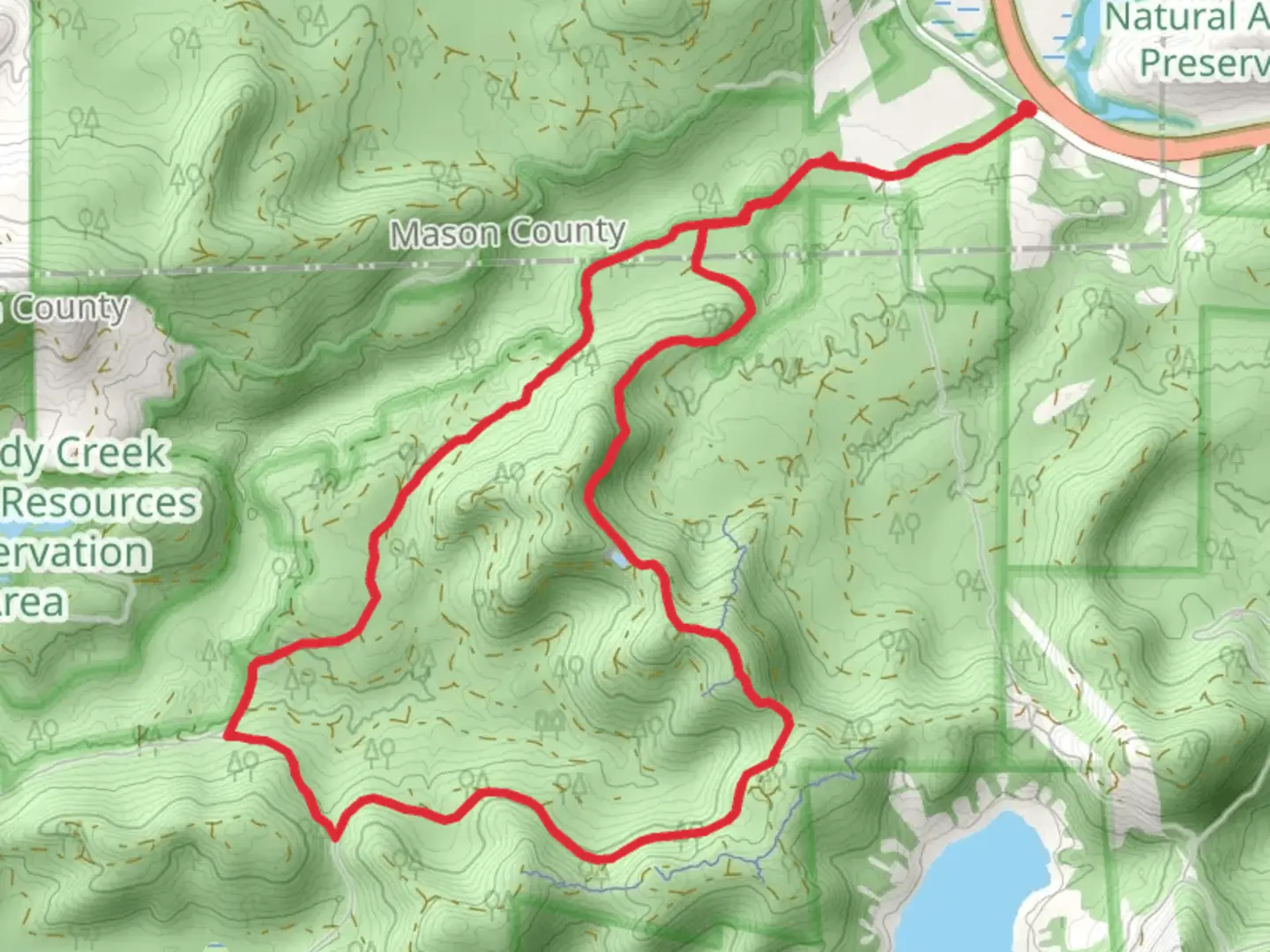 An image depicting the trail Kennedy Creek Salmon Trail and its surrounding area.