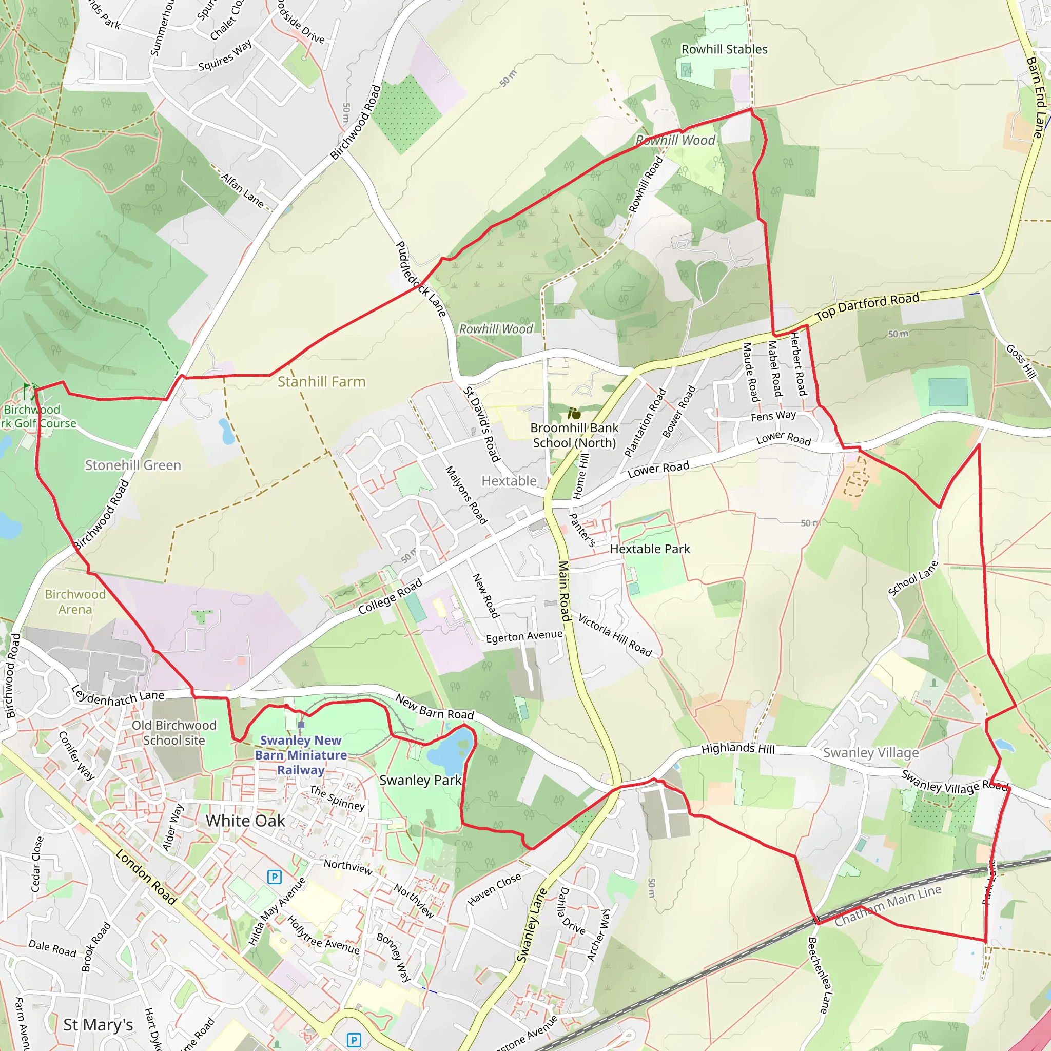 Hextable Circular Walk mobile static map
