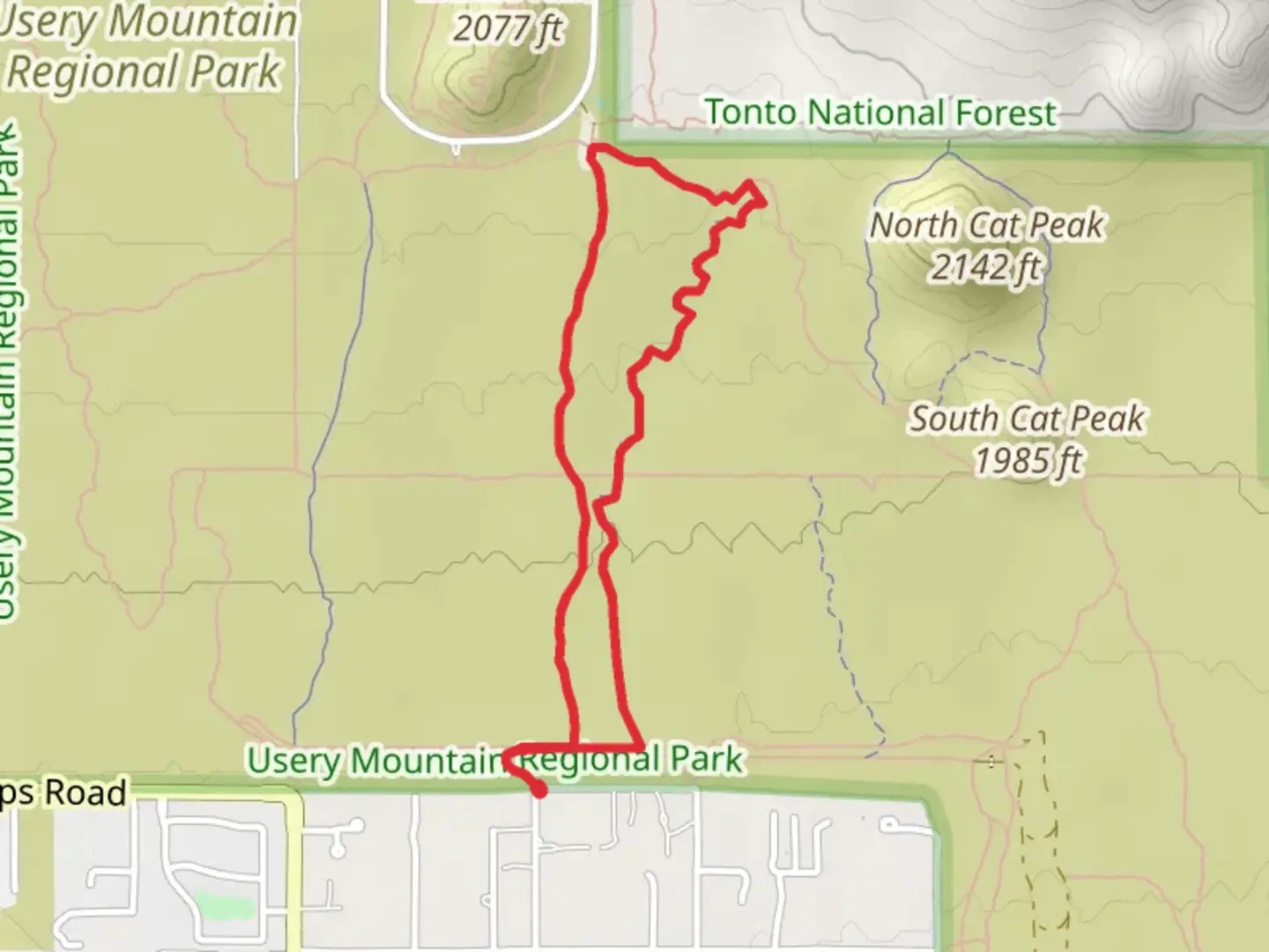 An image depicting the trail Amigos Wash and Noso Loop Trail and its surrounding area.