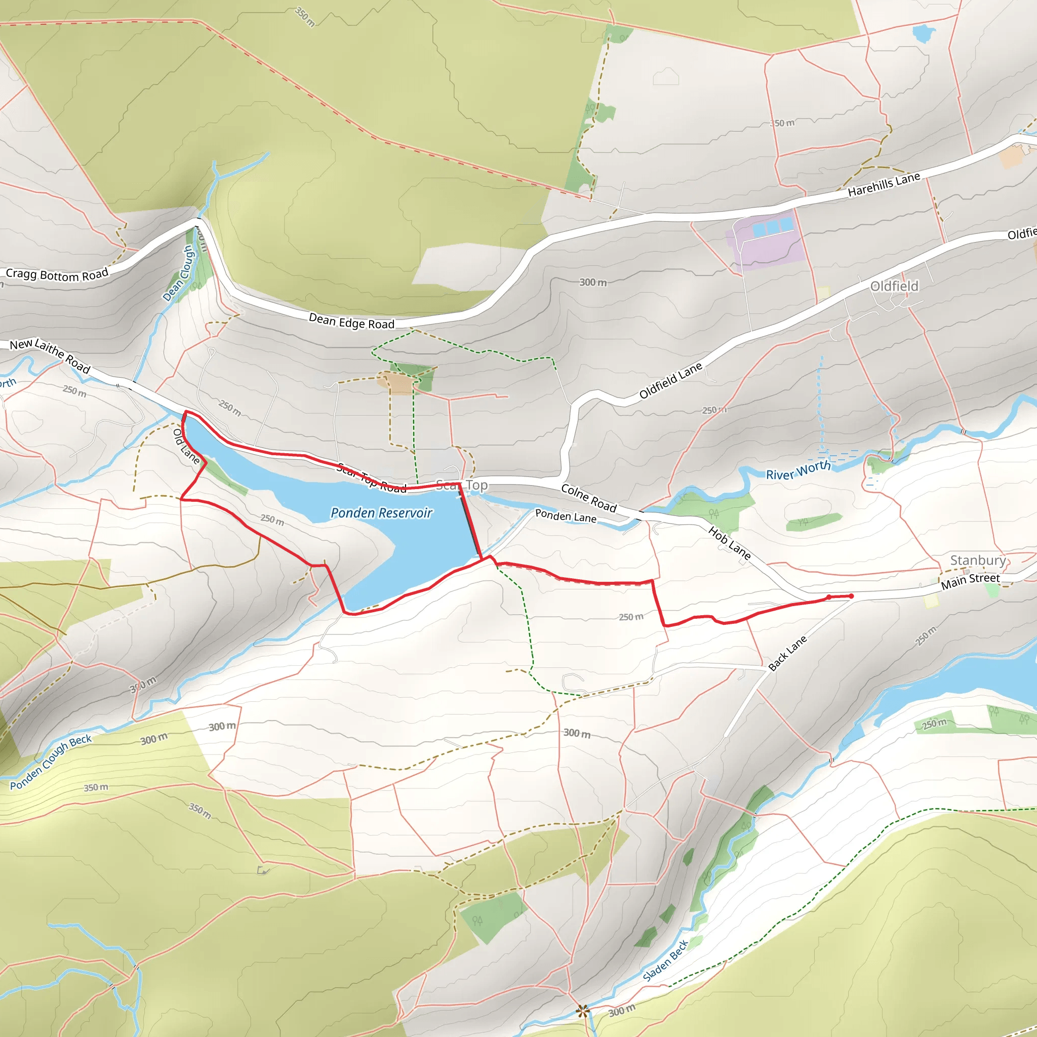 Ponden Reservoir Loop mobile static map