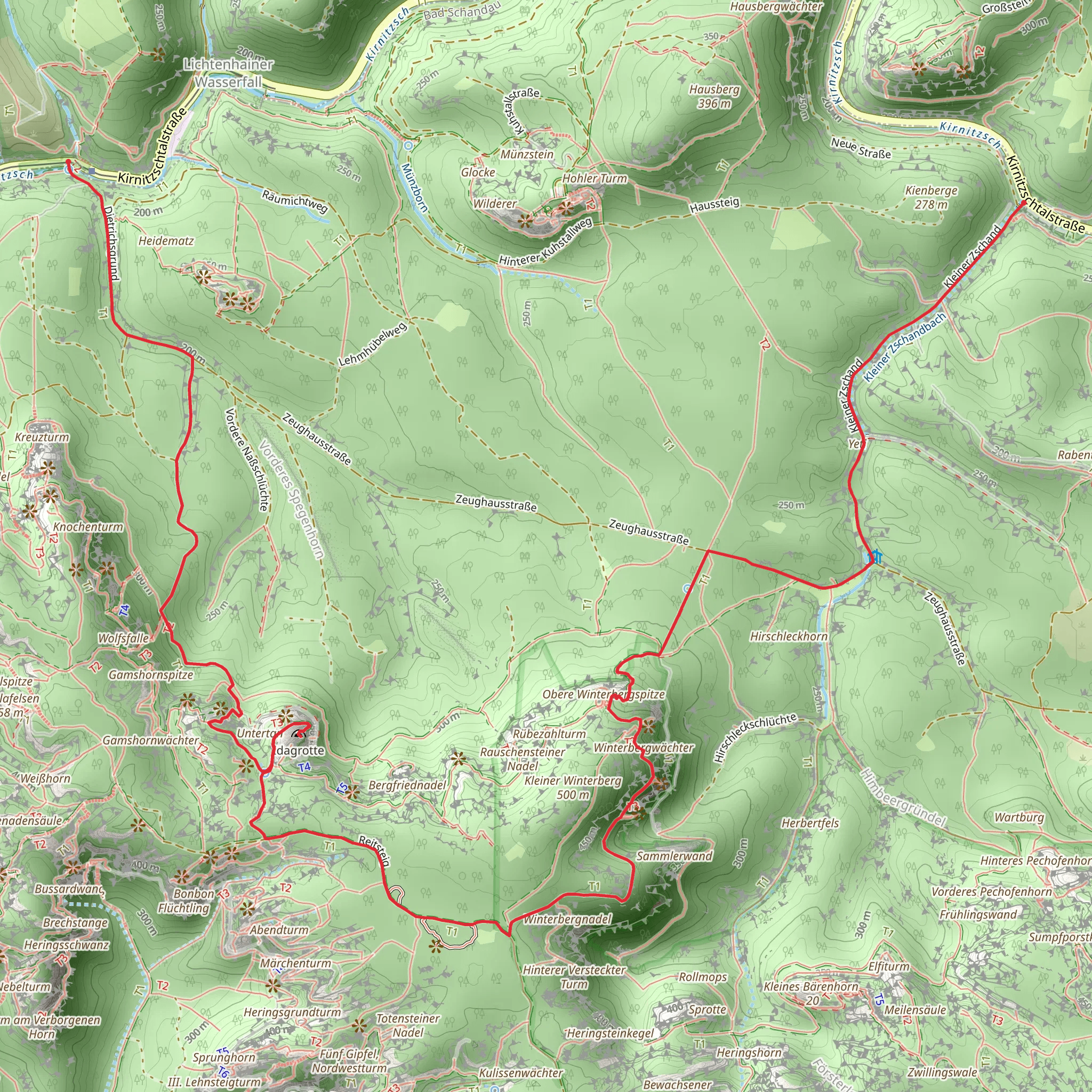 Felsenmühle to Beuthenfall Walk via Frienstein mobile static map