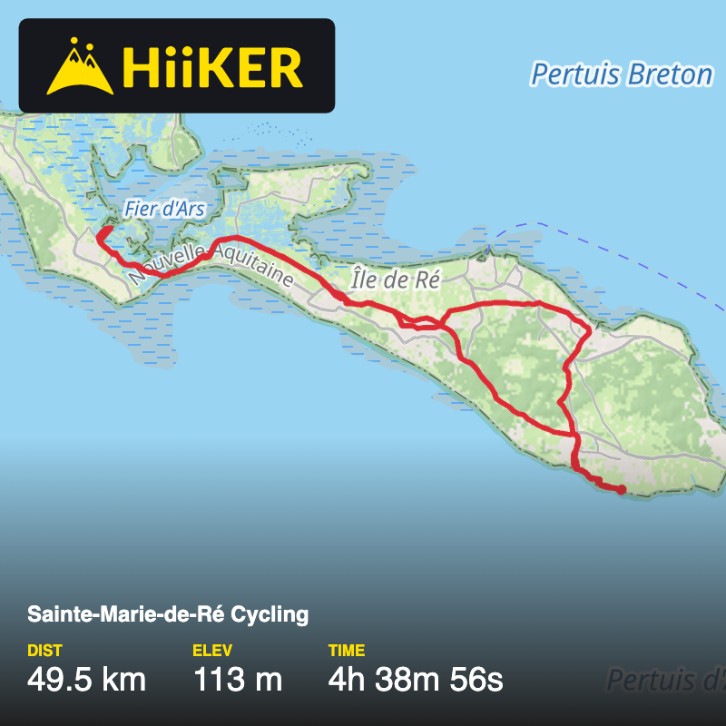 A map preview of the recording Sainte-Marie-de-Ré Cycling.