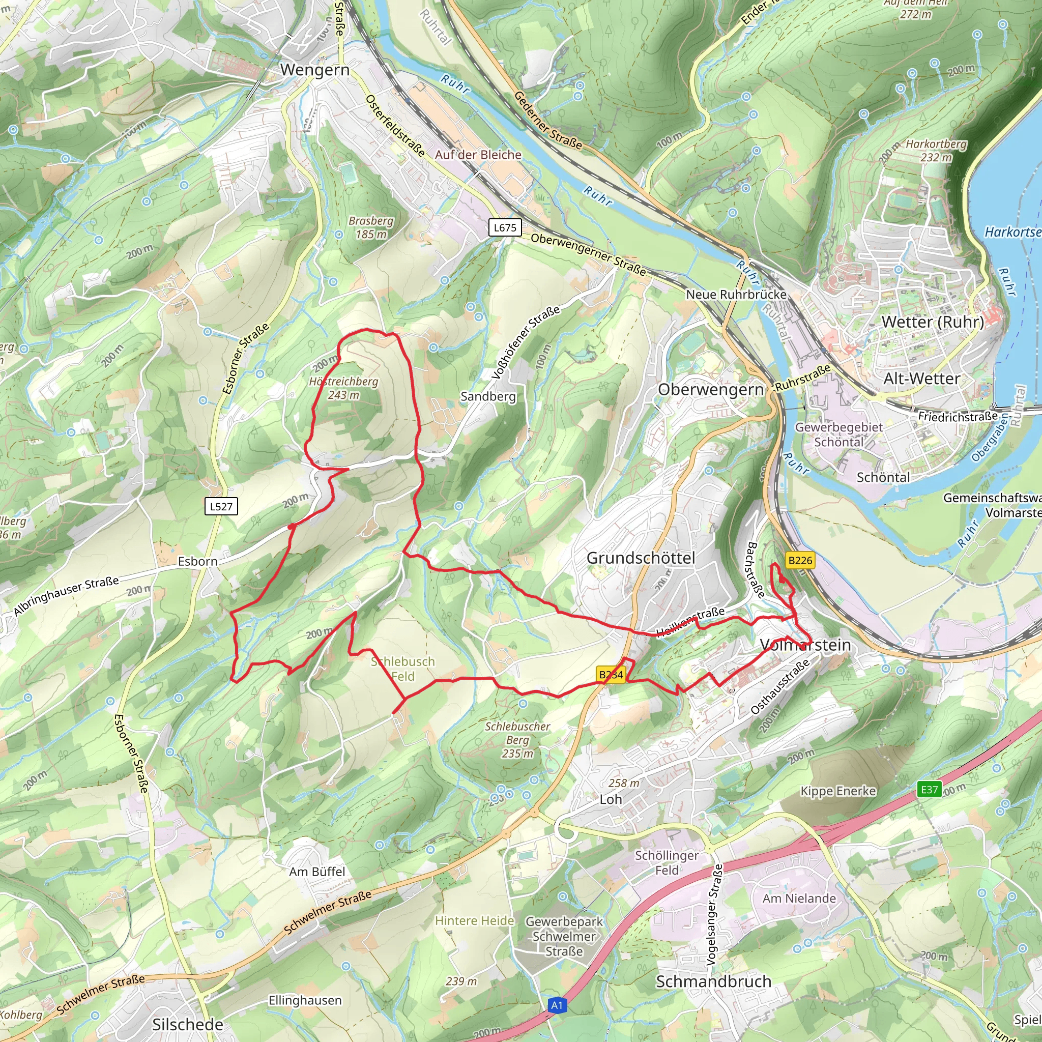 Hoehlenweg and Erbstollenweg Loop mobile static map