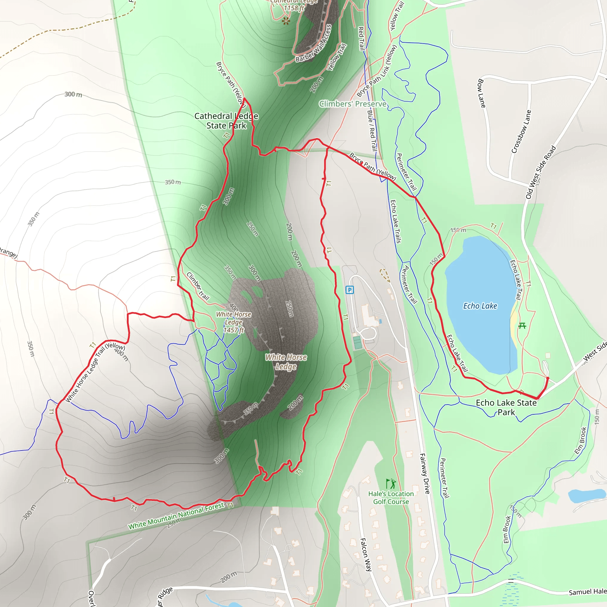 White Horse Ledge Loop via Echo Lake mobile static map