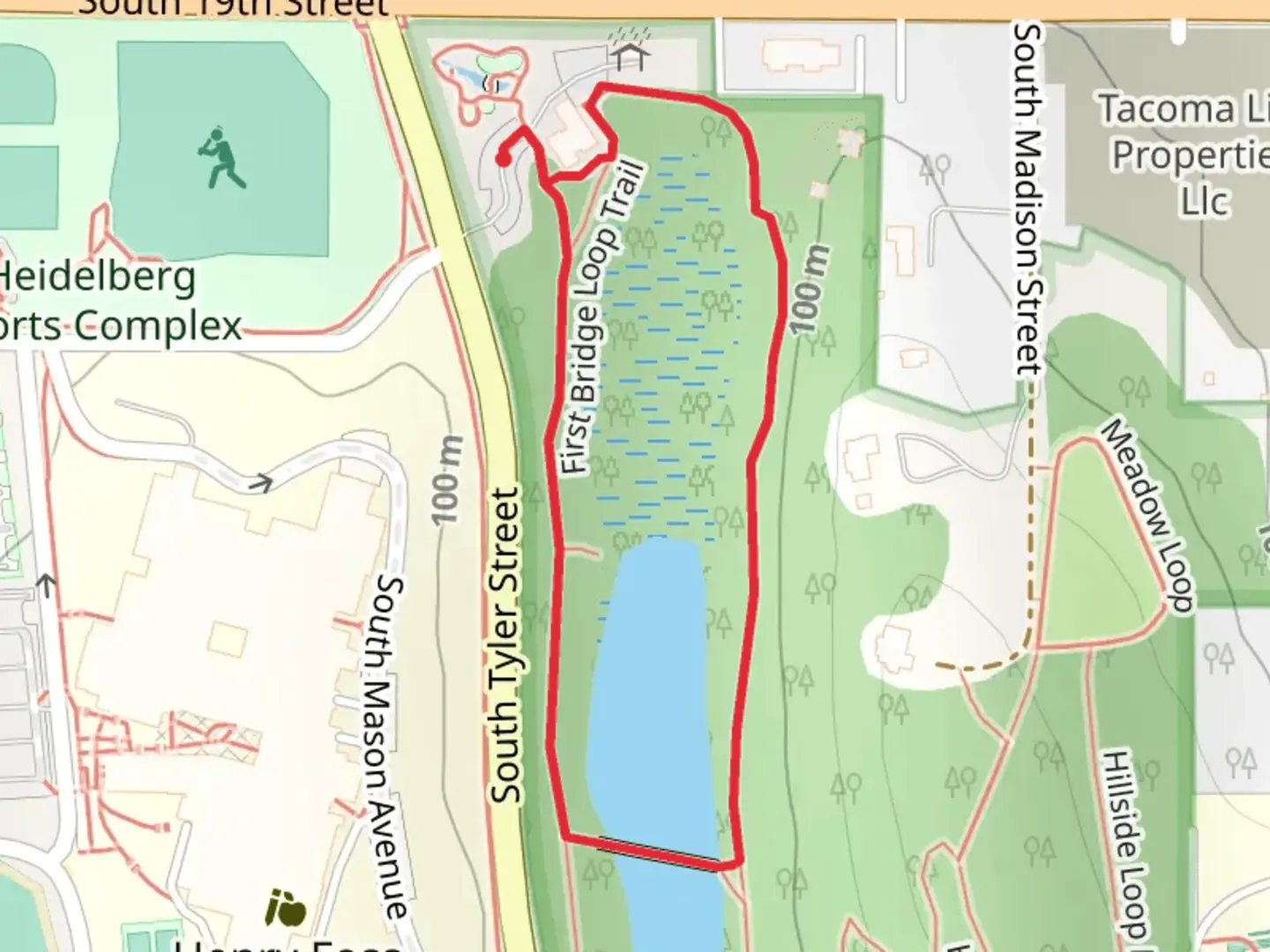 An image depicting the trail First Bridge Loop and its surrounding area.