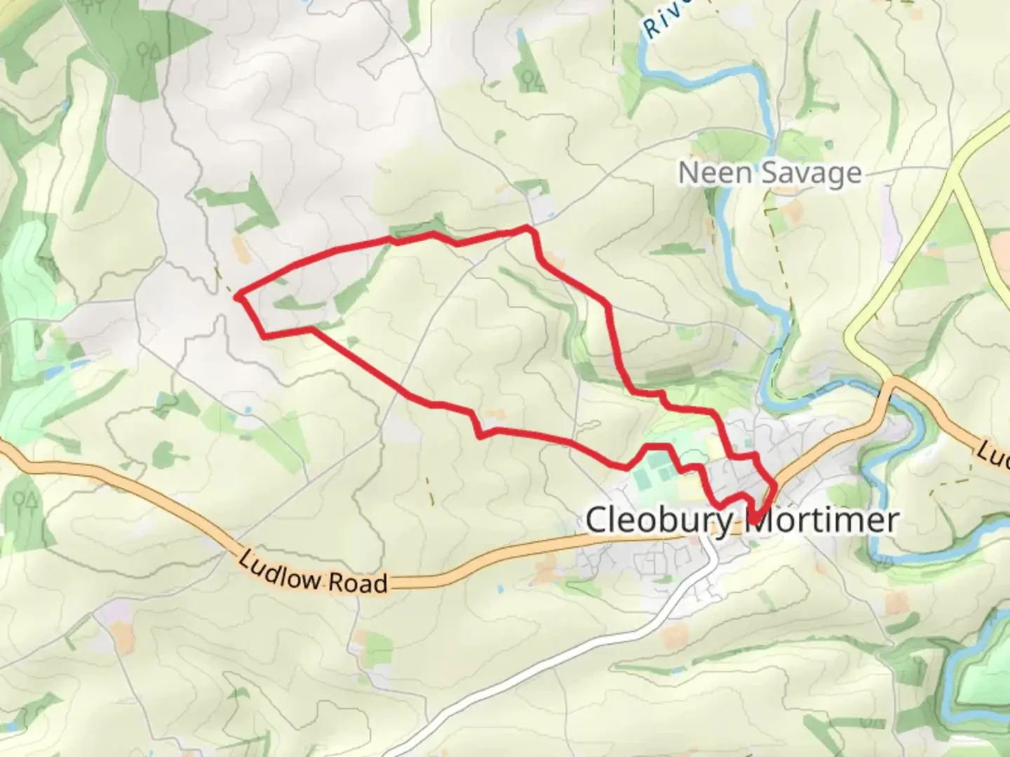 An image depicting the trail Cleobury Mortimer Circular Path and its surrounding area.