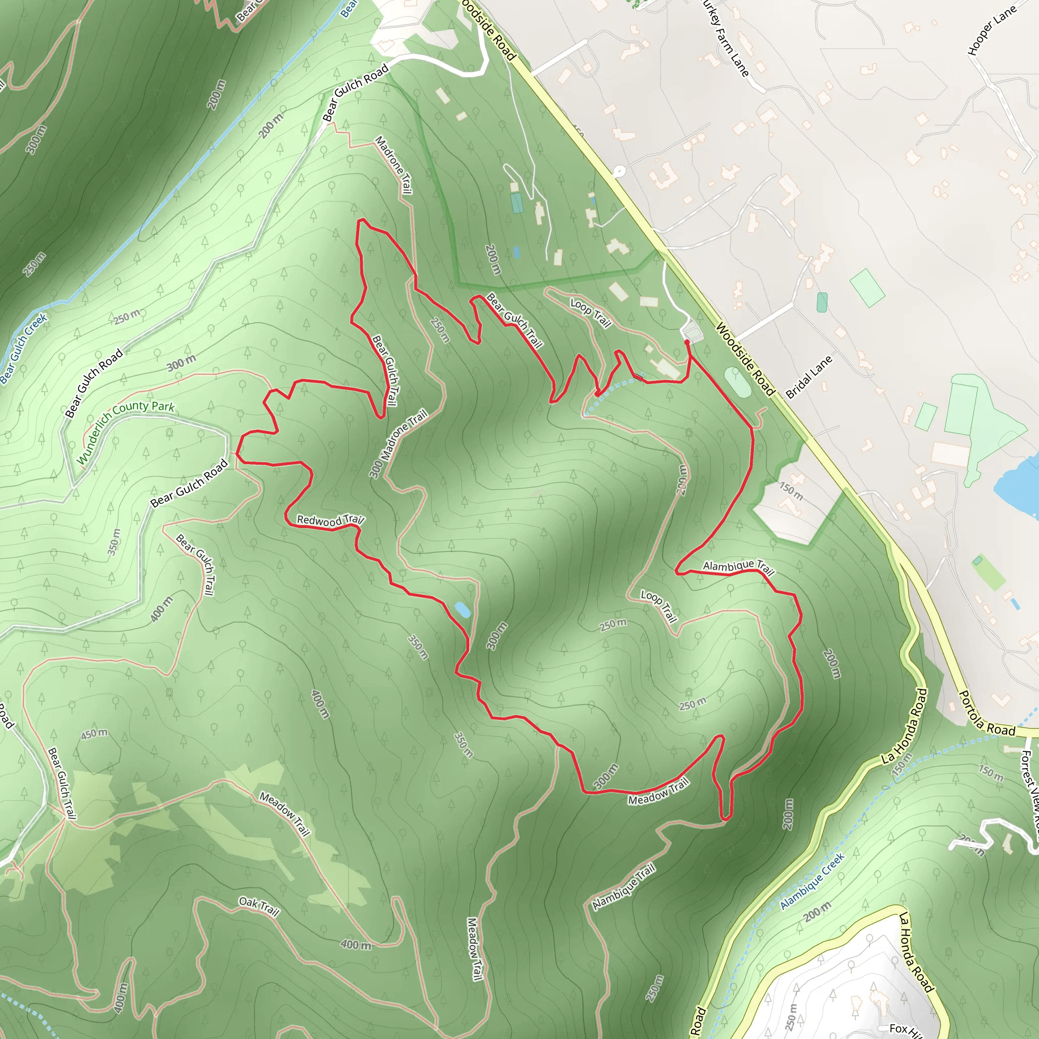 Alambique - Meadow - Bear Gulch Loop Trail mobile static map