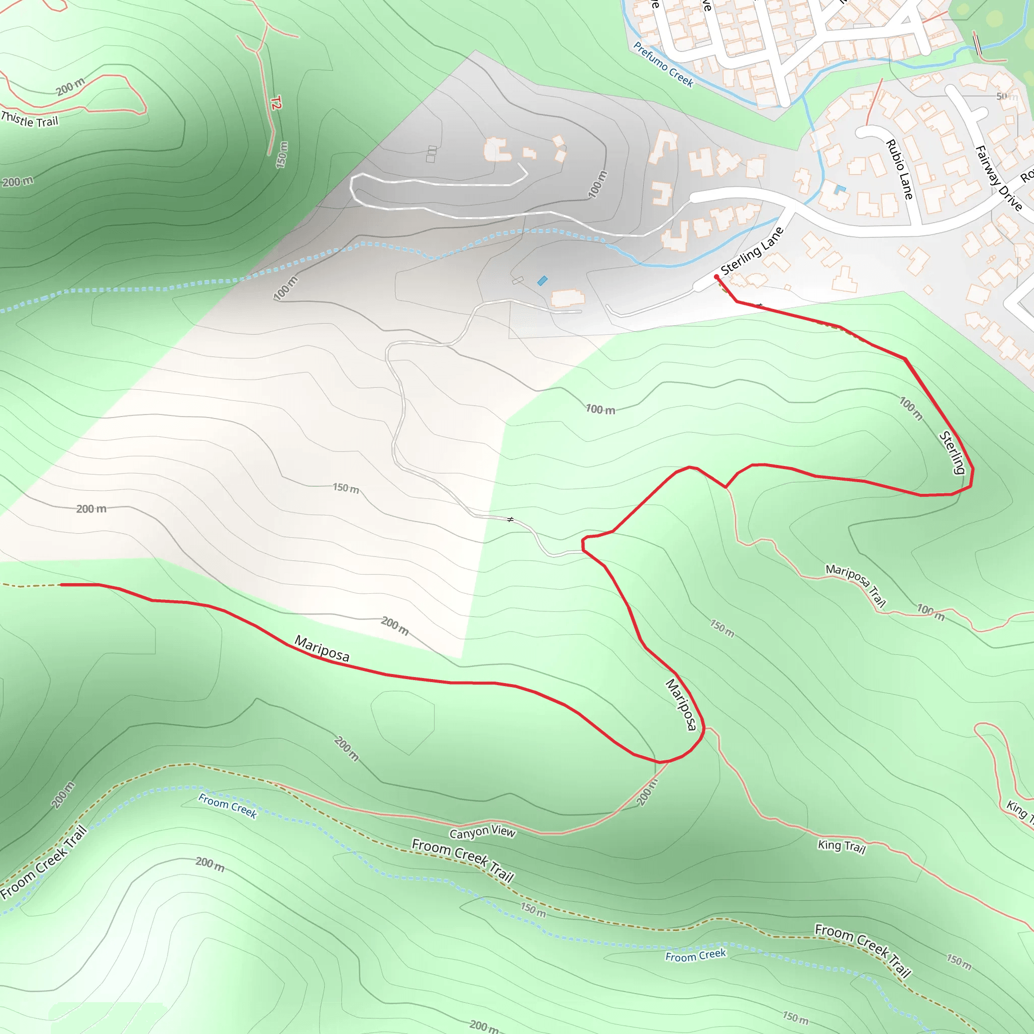 Sterling and Mariposa Walk mobile static map