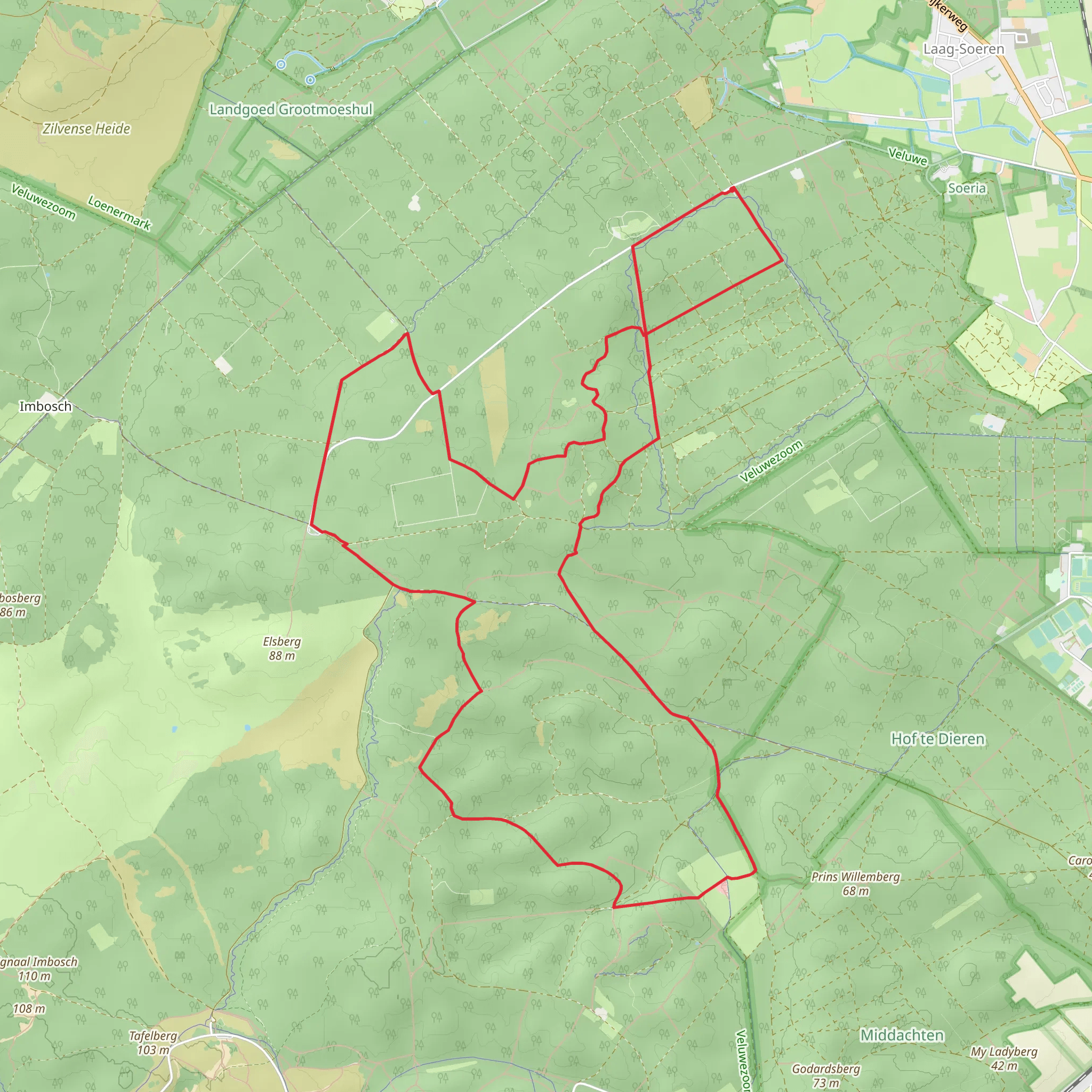Vossenbergen, Weversbergen and Schaddeveld Loop mobile static map