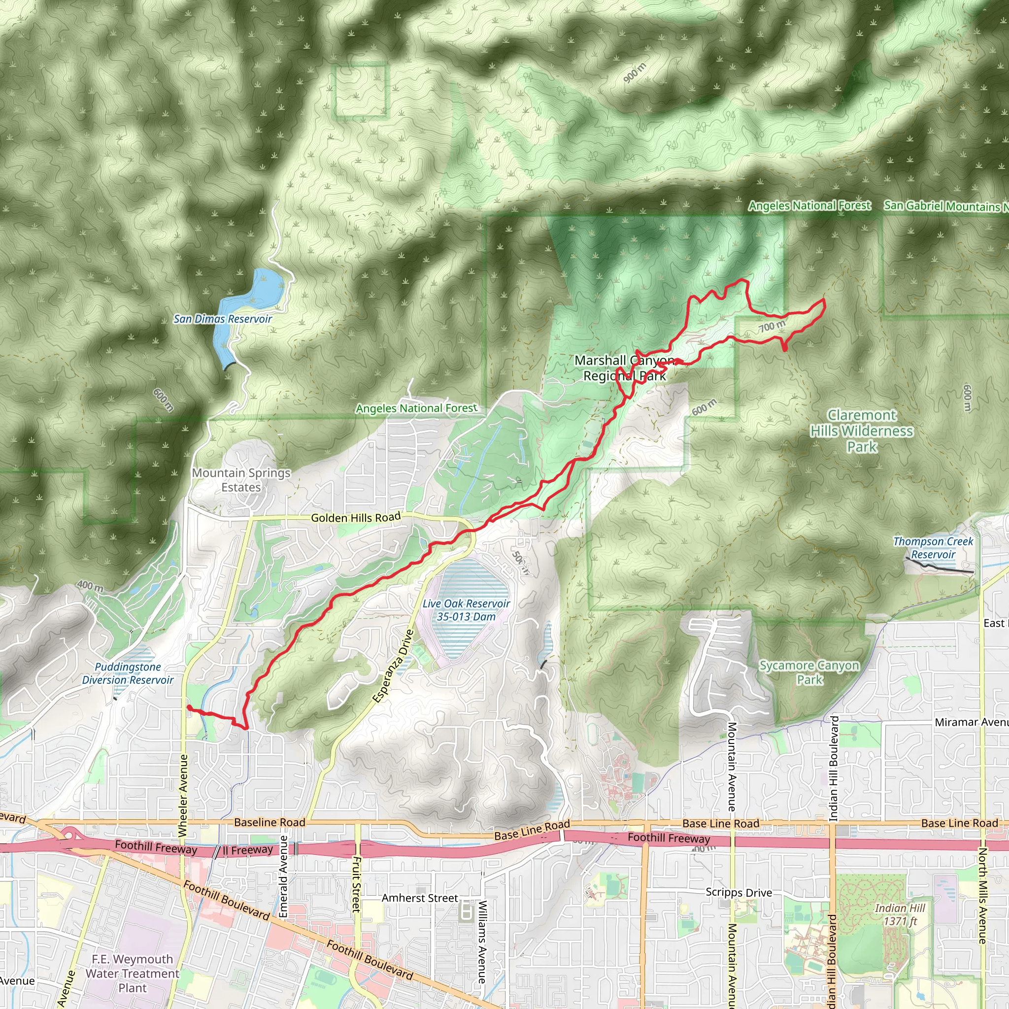 Marshal Canyon Trail Loop mobile static map