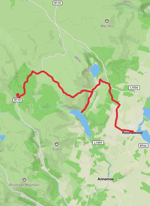 Roundwood to Carrigshouk Mountain mobile static map