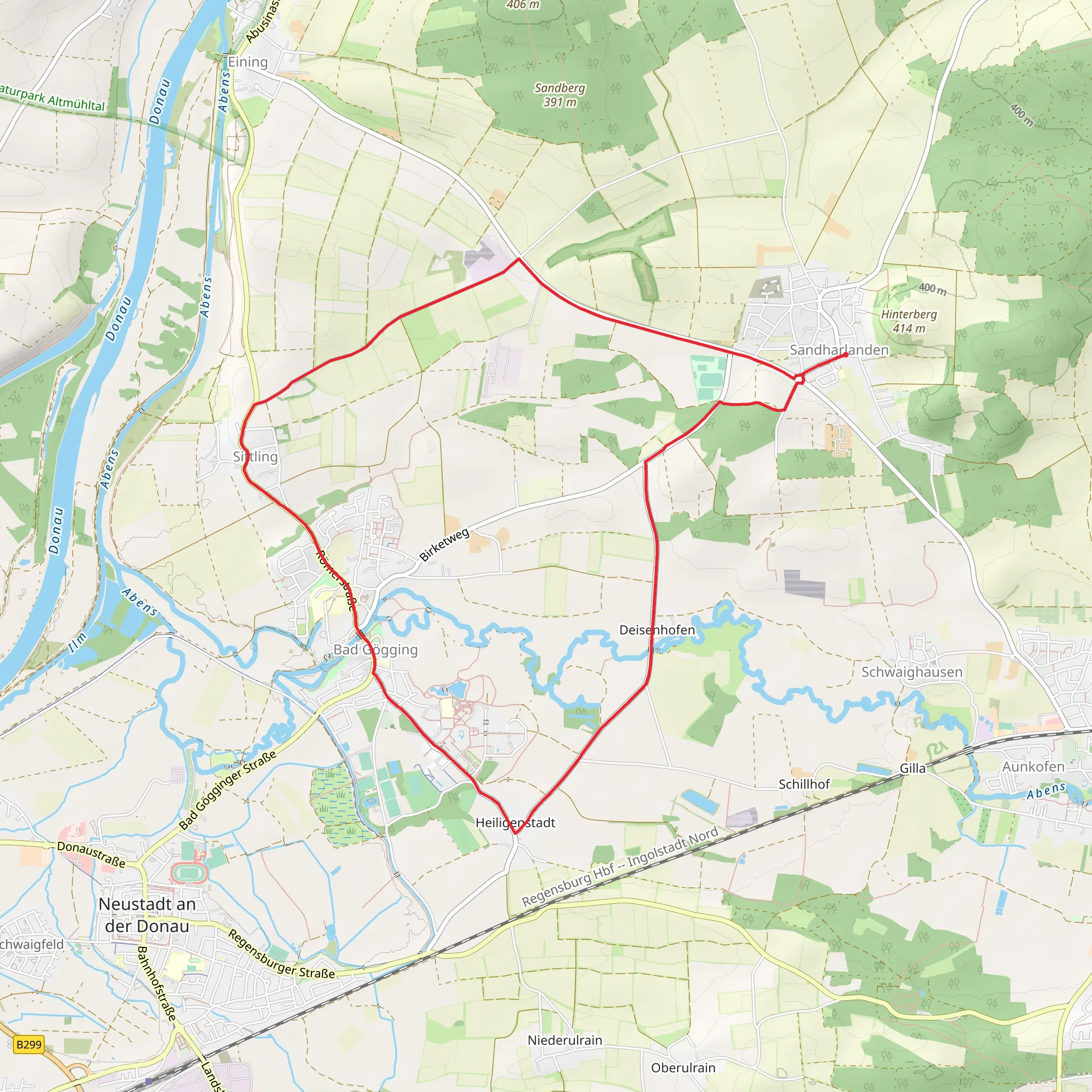 Jakobsweg and Wanderroute Via Nova mobile static map