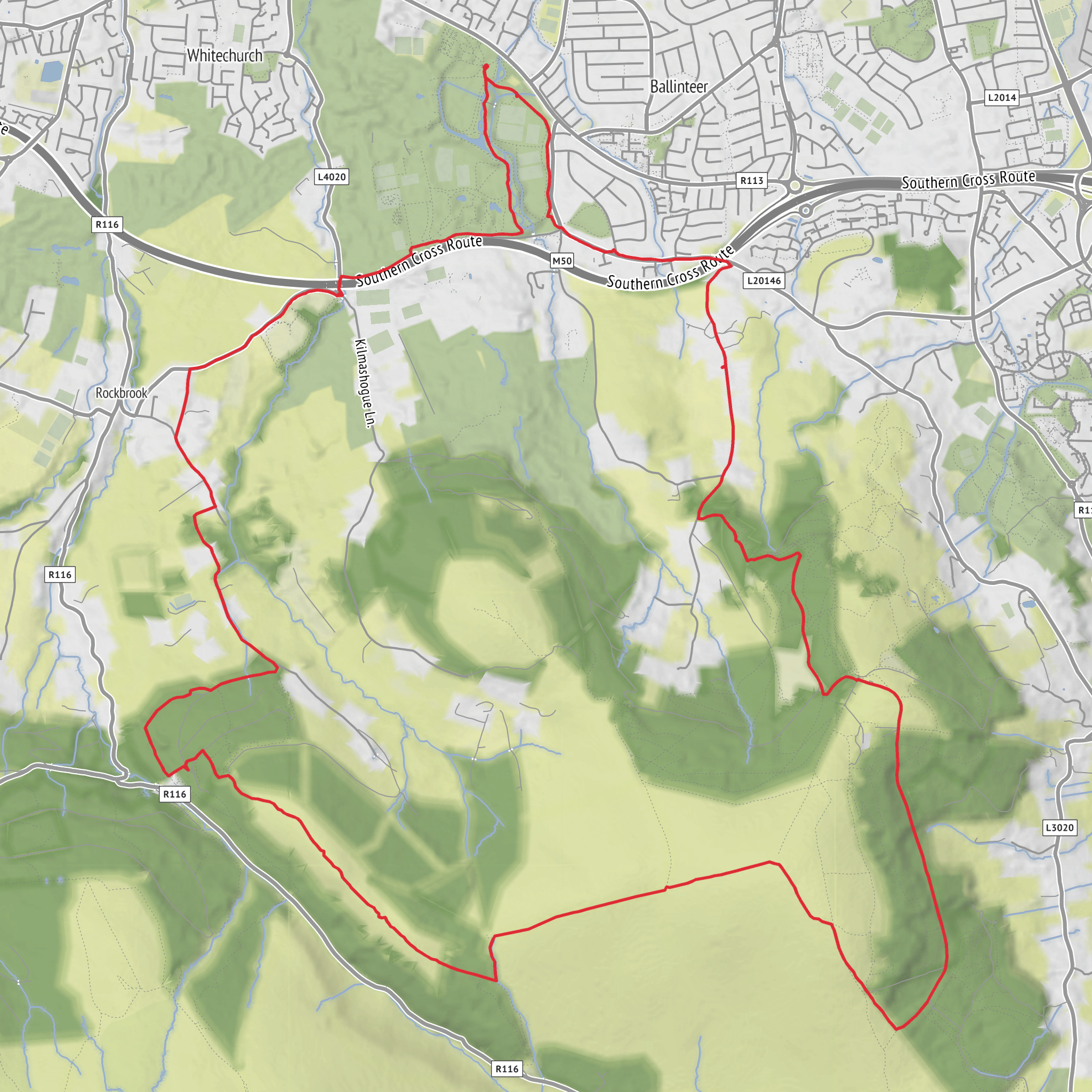 Marly Park to Dublin Mountains Loop mobile static map