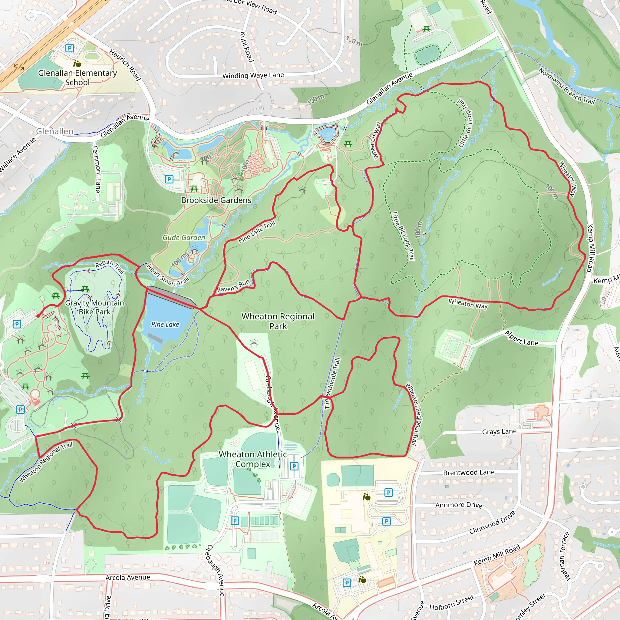 Pine Lake - Wheaton Regional Park Loop mobile static map