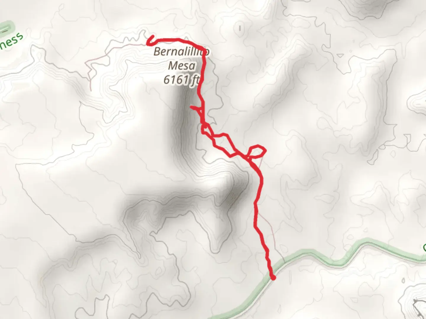 An image depicting the trail Bernalillito Mesa via Ojito Wilderness Trail and its surrounding area.