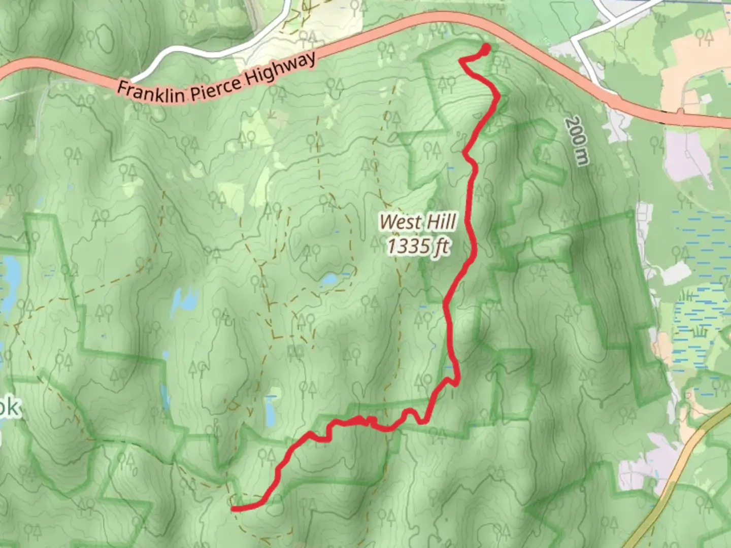 An image depicting the trail Red Diamond Trail and Wantastiquet-Monadnock Trail and its surrounding area.
