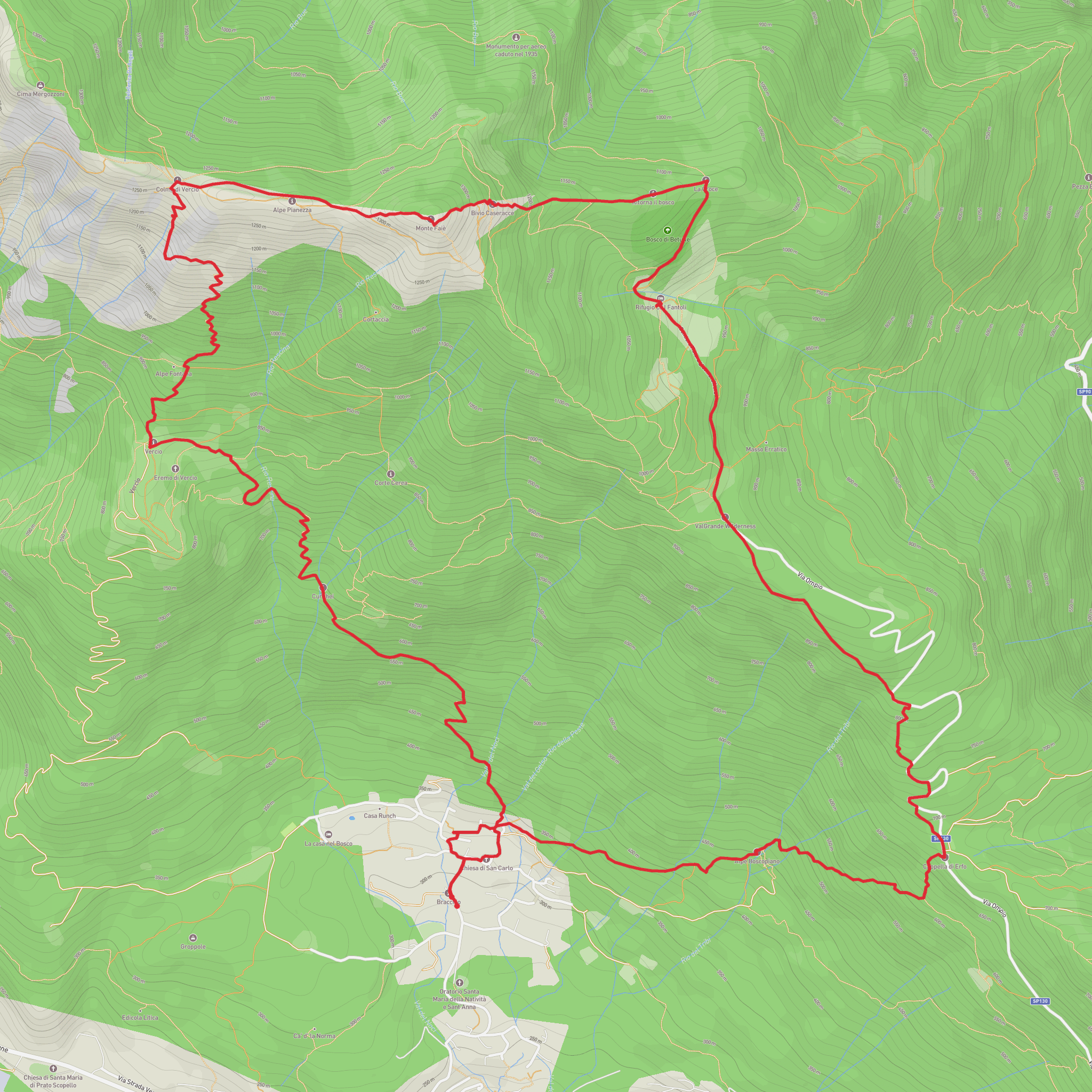 Bracchio - Monte Faié (giro ad anello) mobile static map