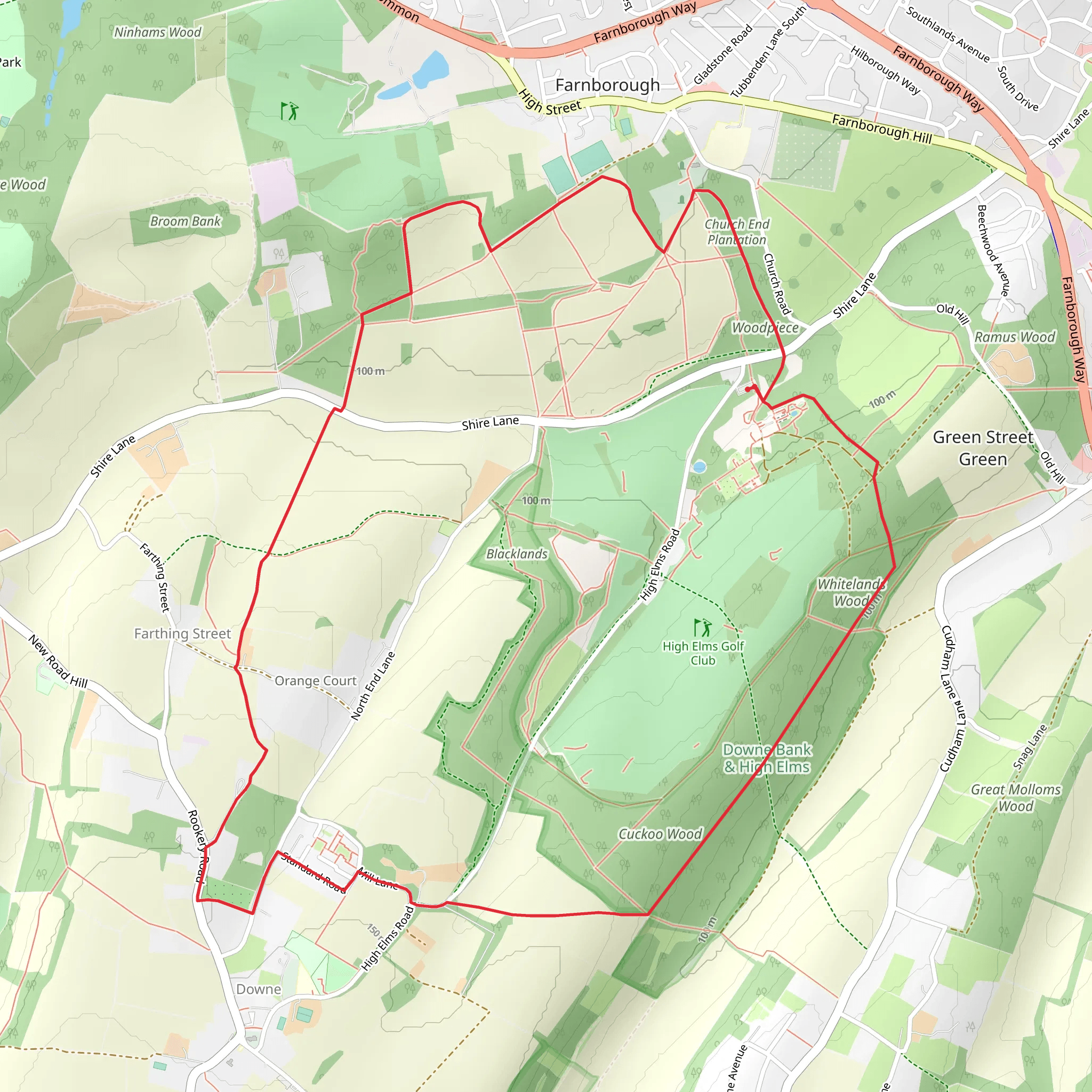 Cuckoo Wood, Whitelands Wood via Cudham Circular Walk mobile static map