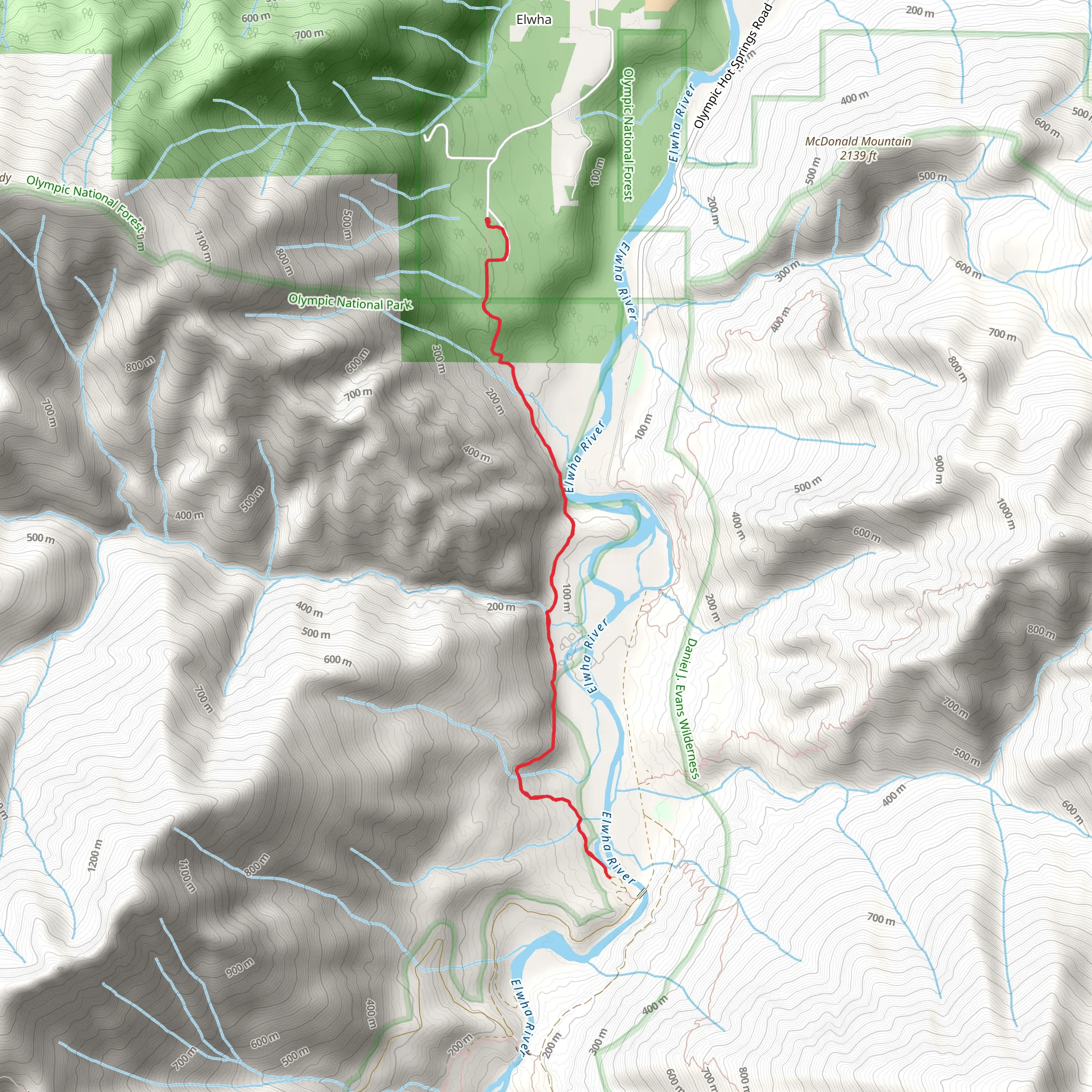 West Elwha Trail mobile static map
