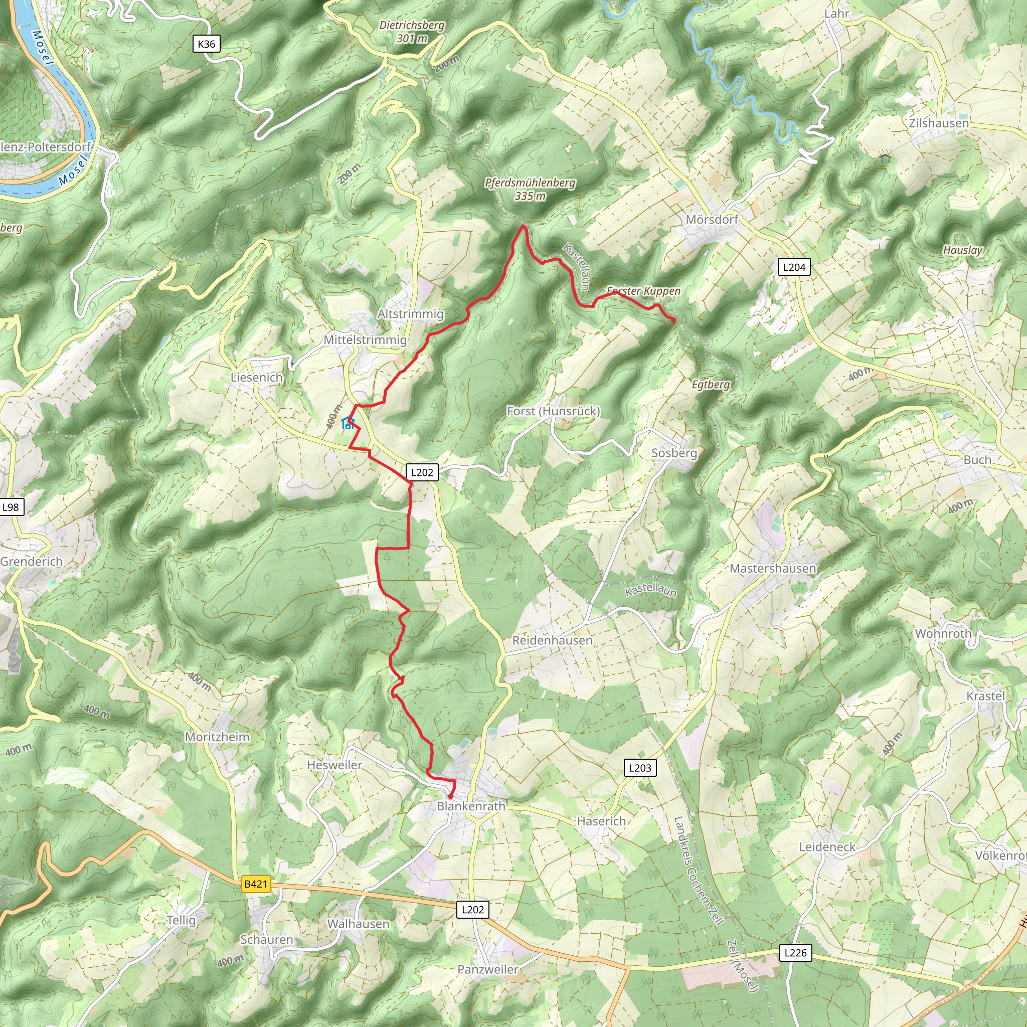 Blankenrath to Mörsdorf via Layensteig mobile static map