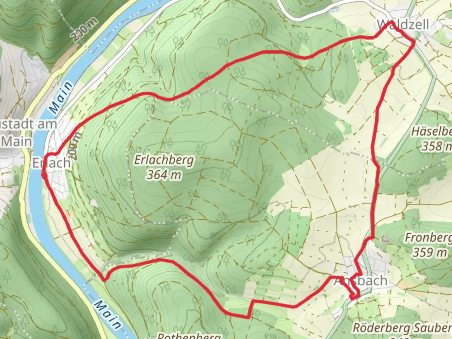 An image depicting the trail Kulturweg Waldsassengau and Ortswanderweg Lohr S Loop and its surrounding area.