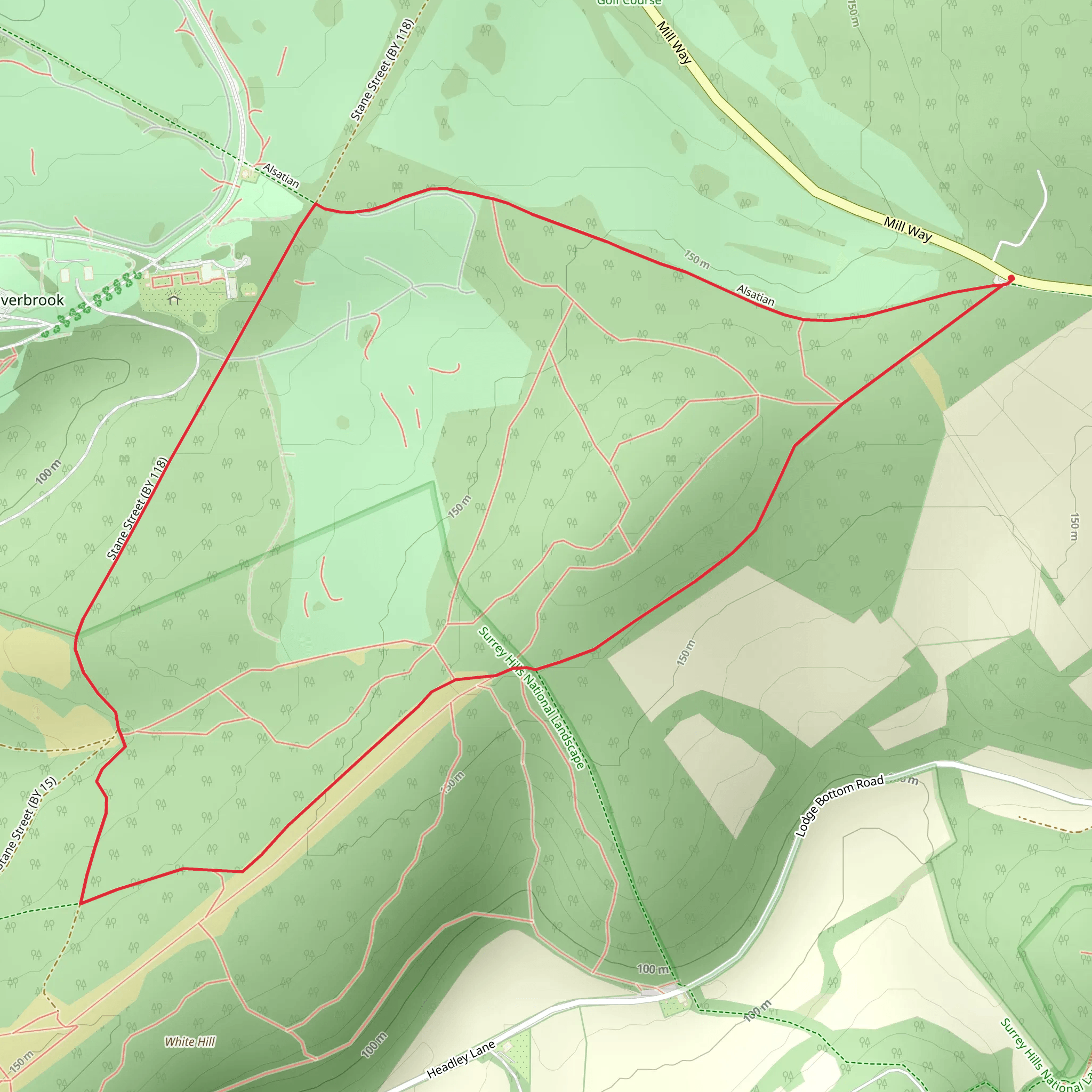 Cherkley Wood Loop mobile static map