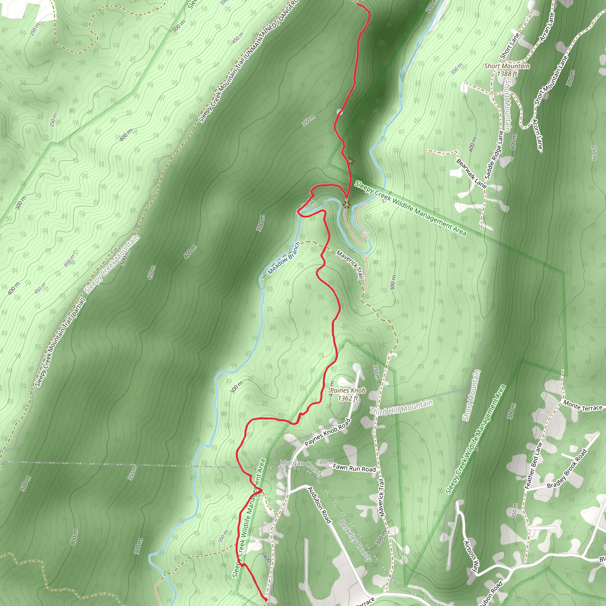 Tuscarora Trail from Audubon Road mobile static map