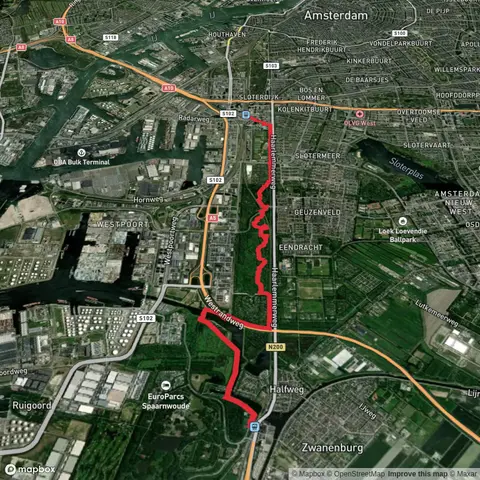 Halfweg Zwanenburg to Amsterdam Sloterdijk via NS - Wandeling De Bretten