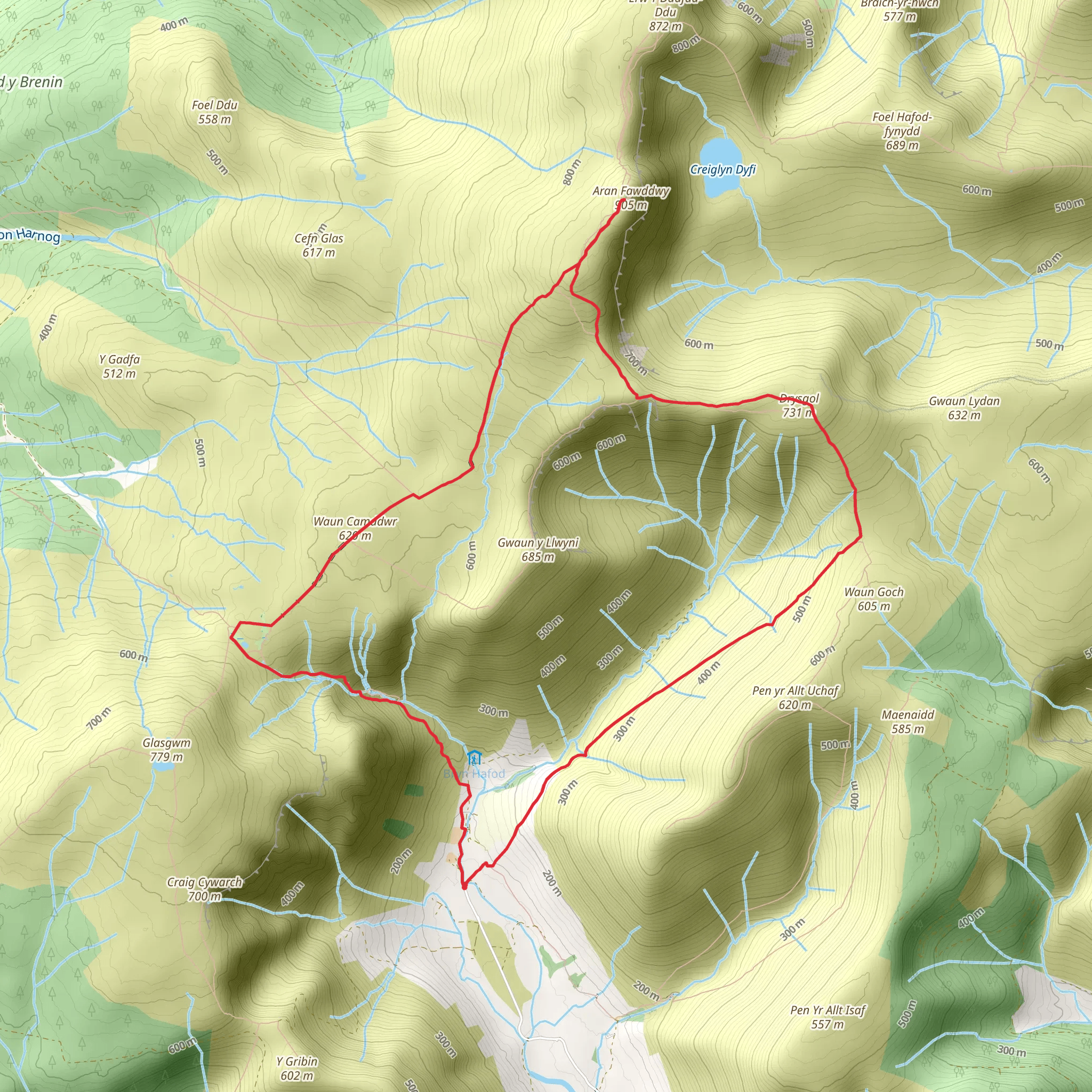 Cwm Cywarch Horseshoe and Aran Fawddwy (35) mobile static map