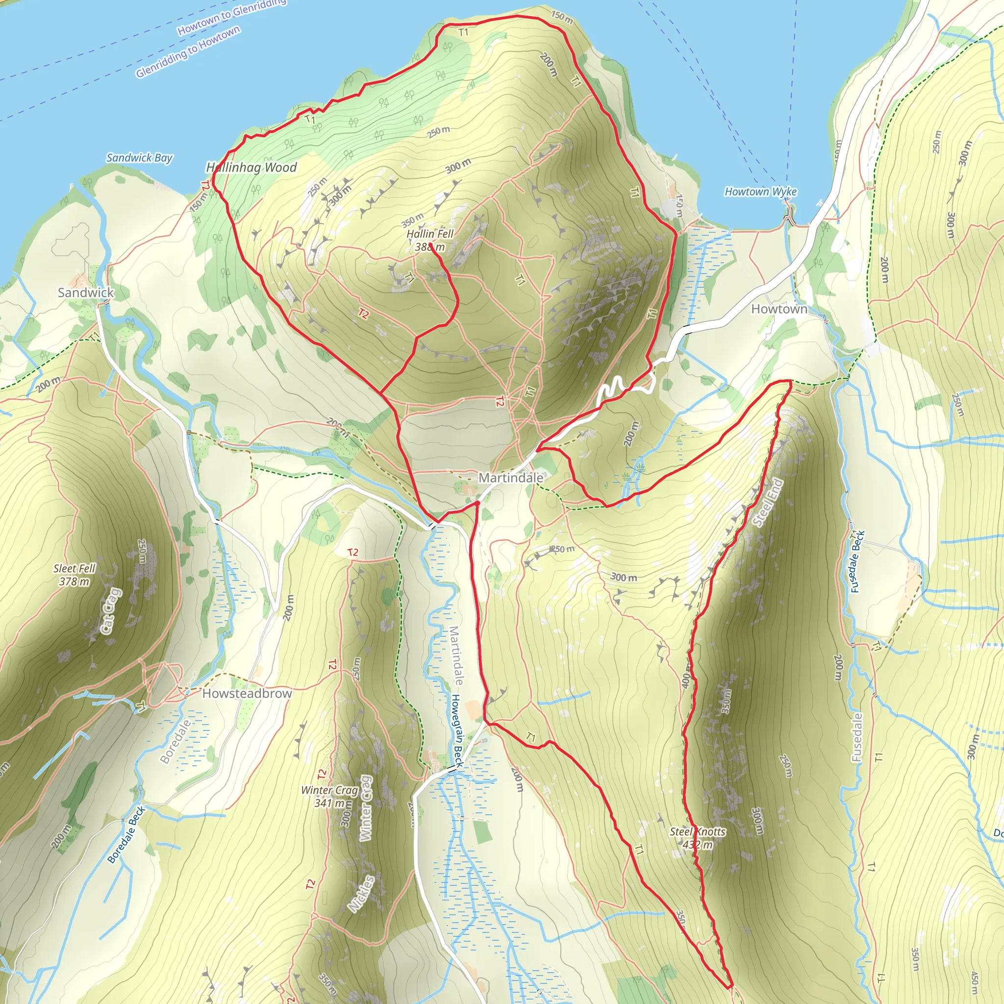 Hallin Fell and Pikeawassa Loop from Martindale mobile static map