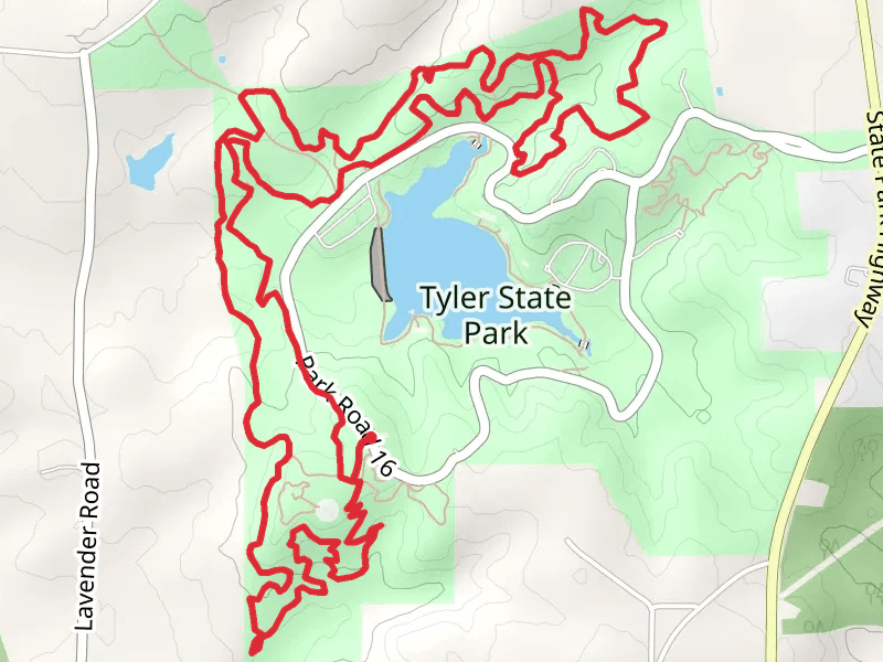 A, B, C and D Loop Trail from Tyler State Park Lake