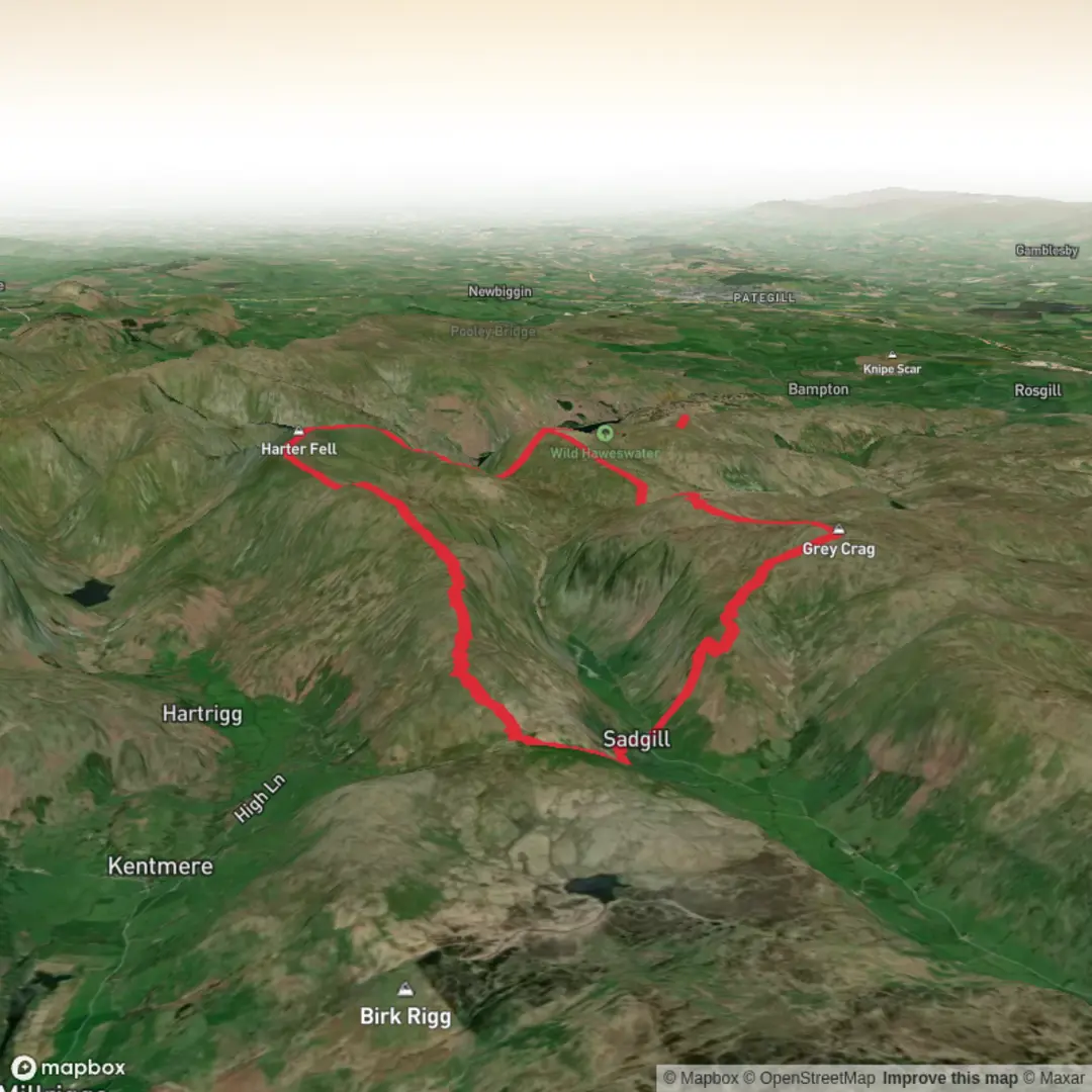 An image depicting the trail Longsleddale Loop and its surrounding area.