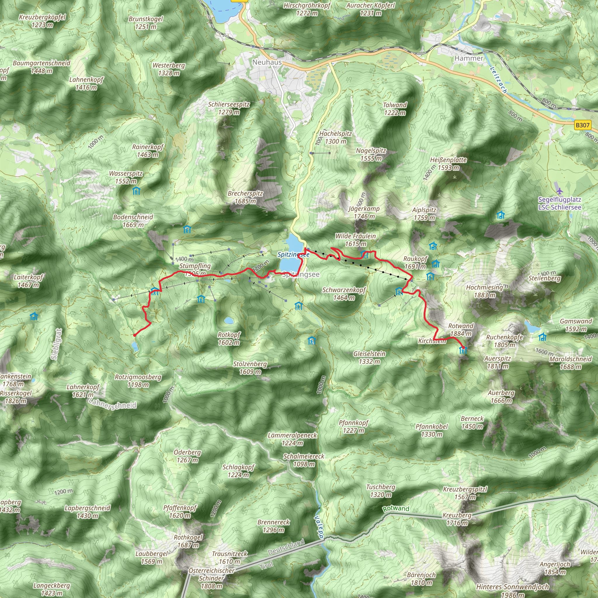Rotwandhaus Unterkunftshaus to Anderl-Frey Huette via Spitzingsee mobile static map