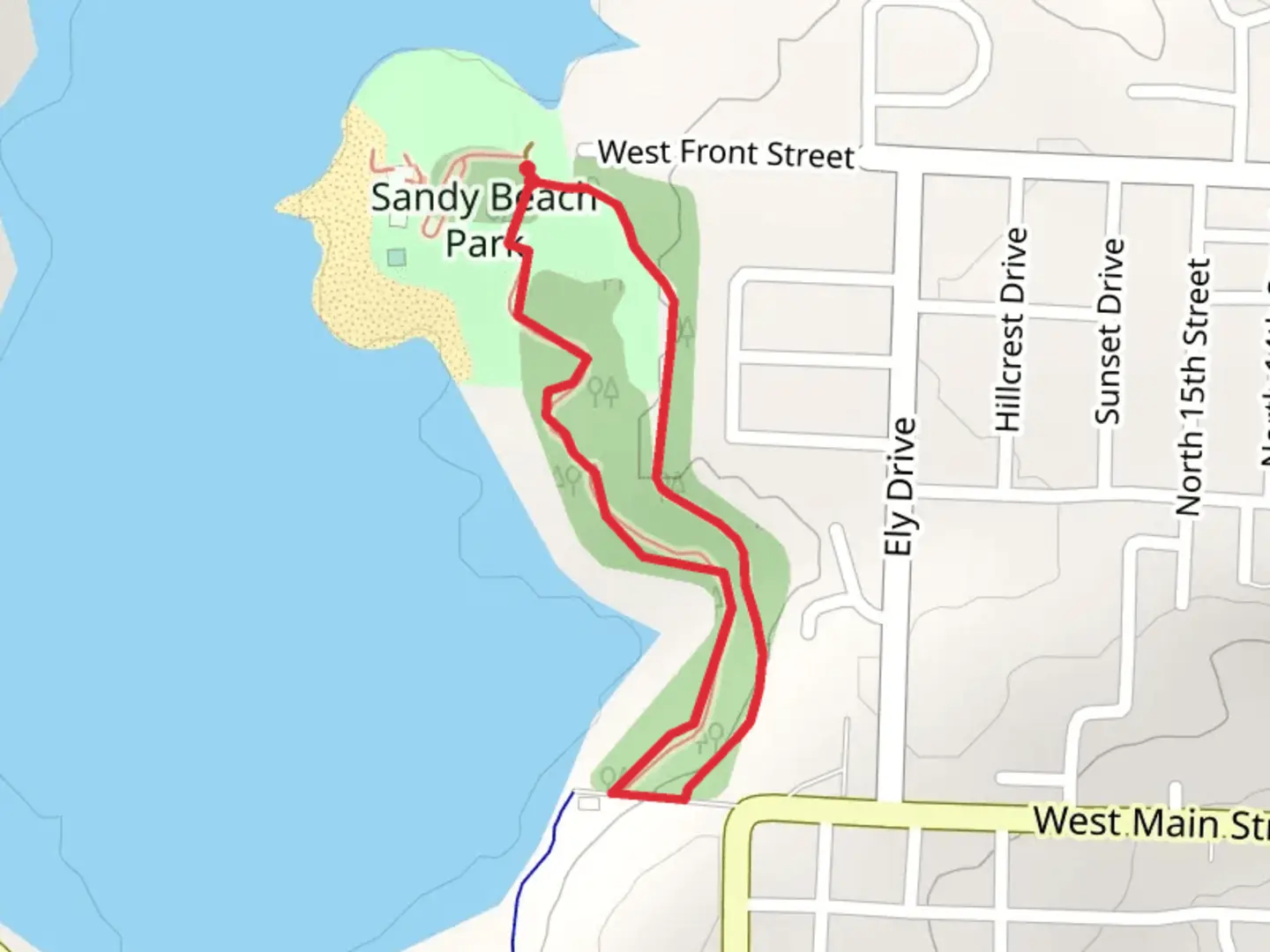 An image depicting the trail Sandy Beach Loop Trail and its surrounding area.