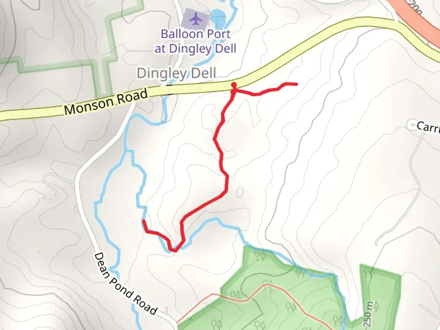 An image depicting the trail Monson Road South Trail and its surrounding area.