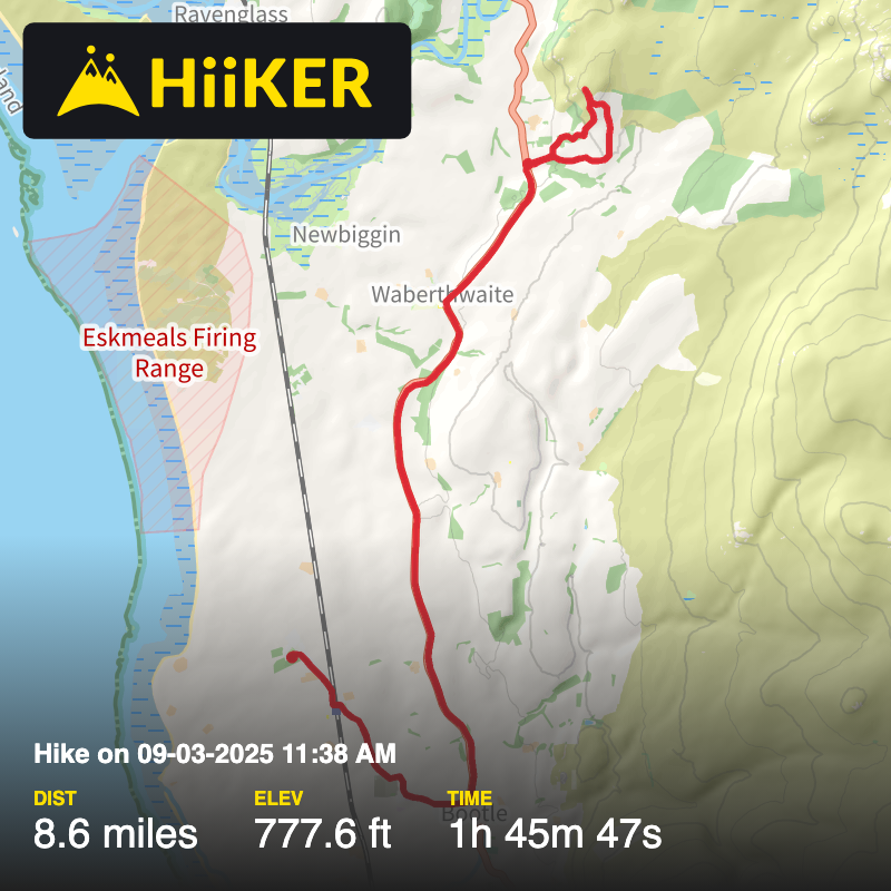 A map preview of the recording Hike on 09-03-2025 11:38 AM.
