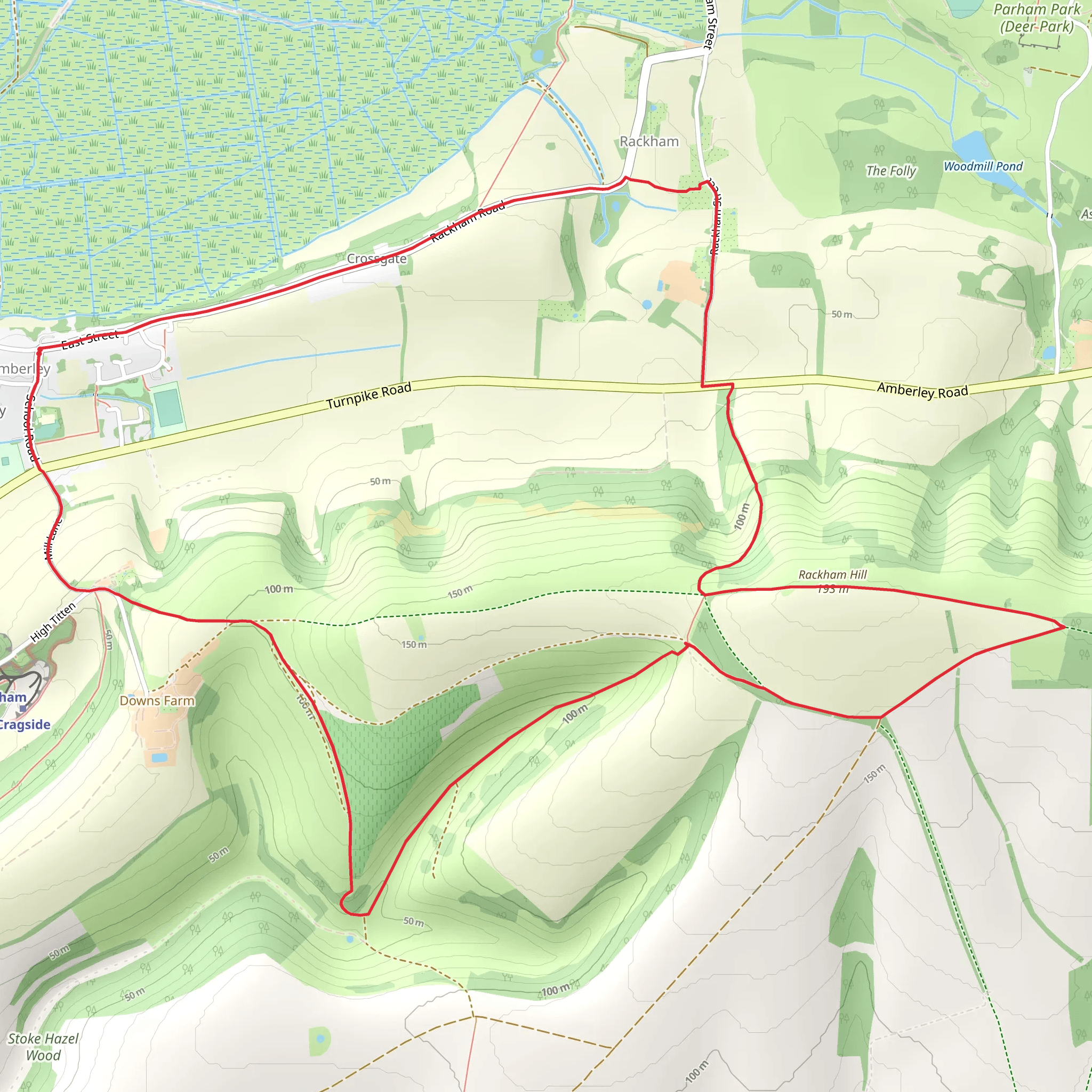 Rackham Hill Loop mobile static map