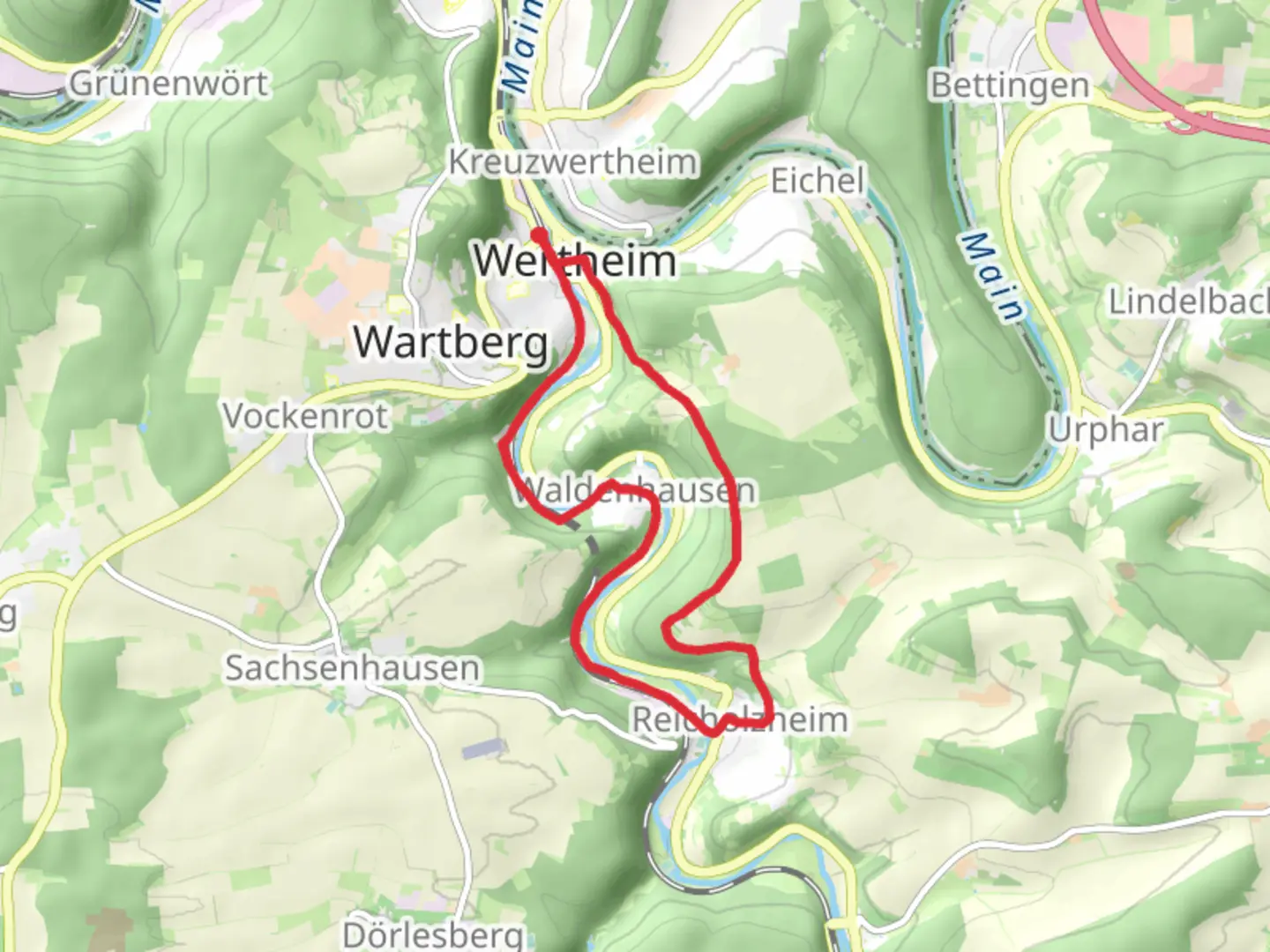 An image depicting the trail Main Neckar Rhein Weg and Gebietswanderweg and its surrounding area.