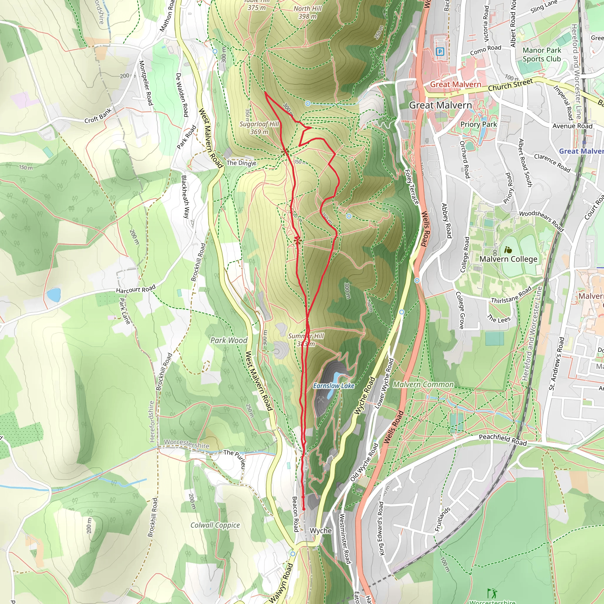 The Worcestershire Beacon mobile static map